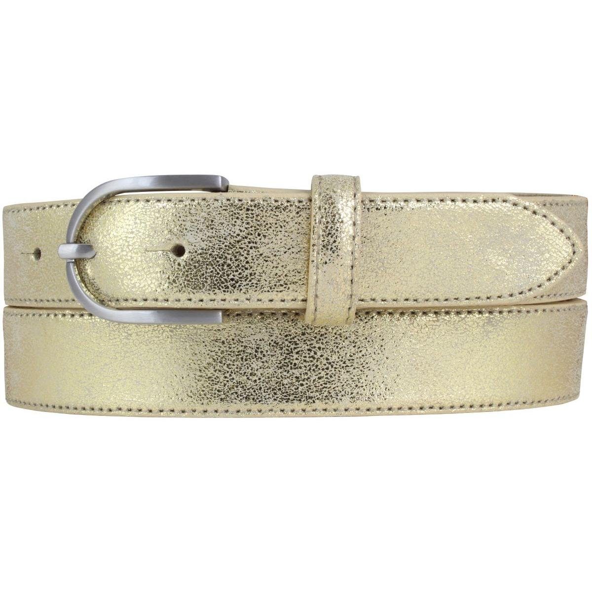 BELTINGER Ledergürtel Damen-Gürtel in Metall-Optik 3 cm - Leder-Gürtel Metallic-Look für Dam (1-St)