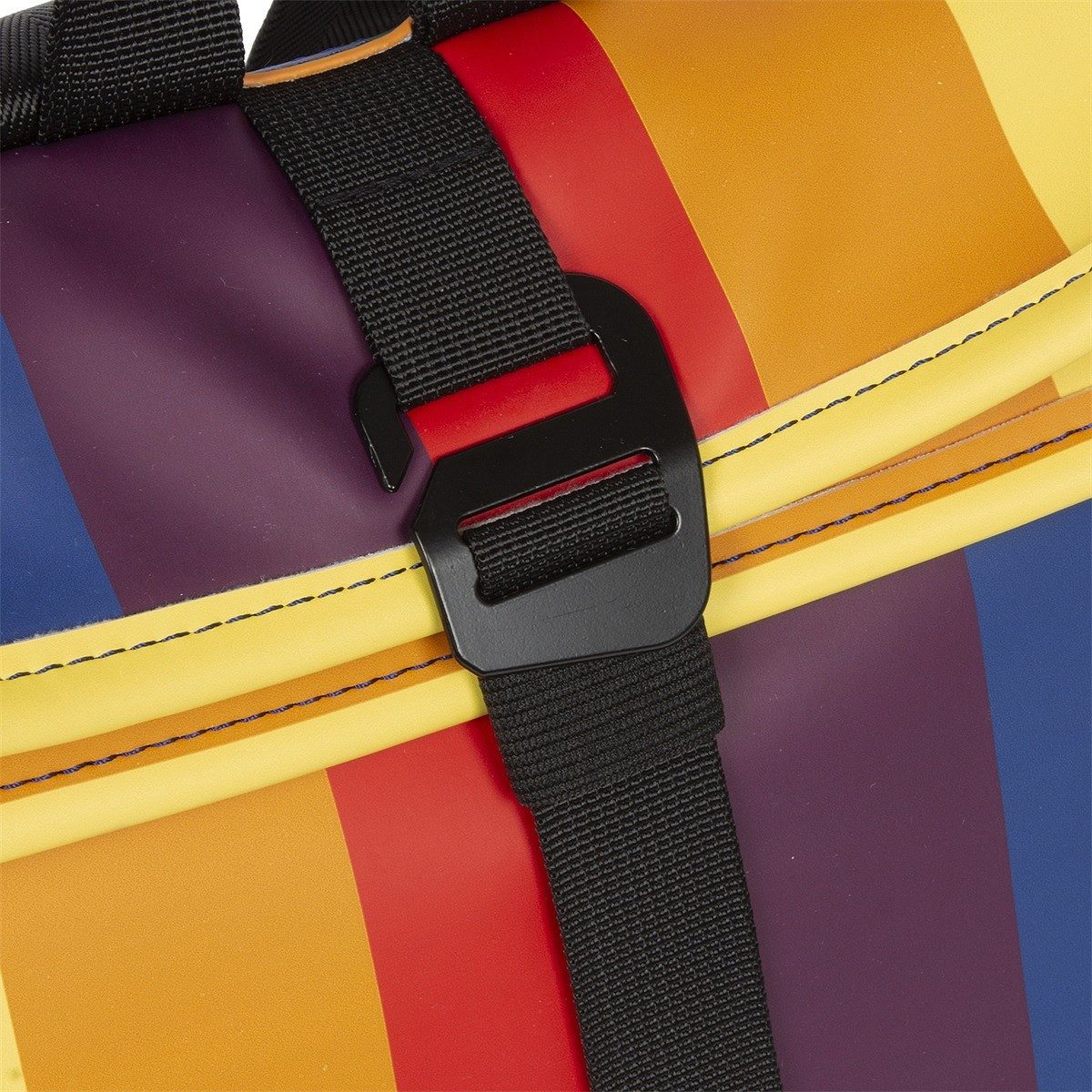 NEW REBELS Cityrucksack kleiner Roll Up RollTop Kurier Rucksack Mart, Los Angeles, wasserabweisendes Planenmaterial, Regenbogen