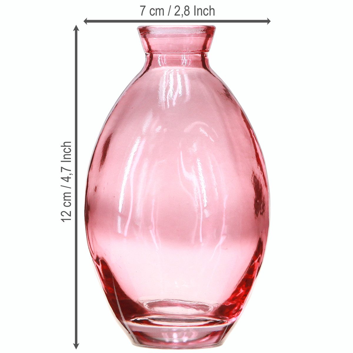 Florists Products Tischvase Rosa bauchige Minivasen Glas Ø7cm H12cm Set 6 Stück Deco Deko