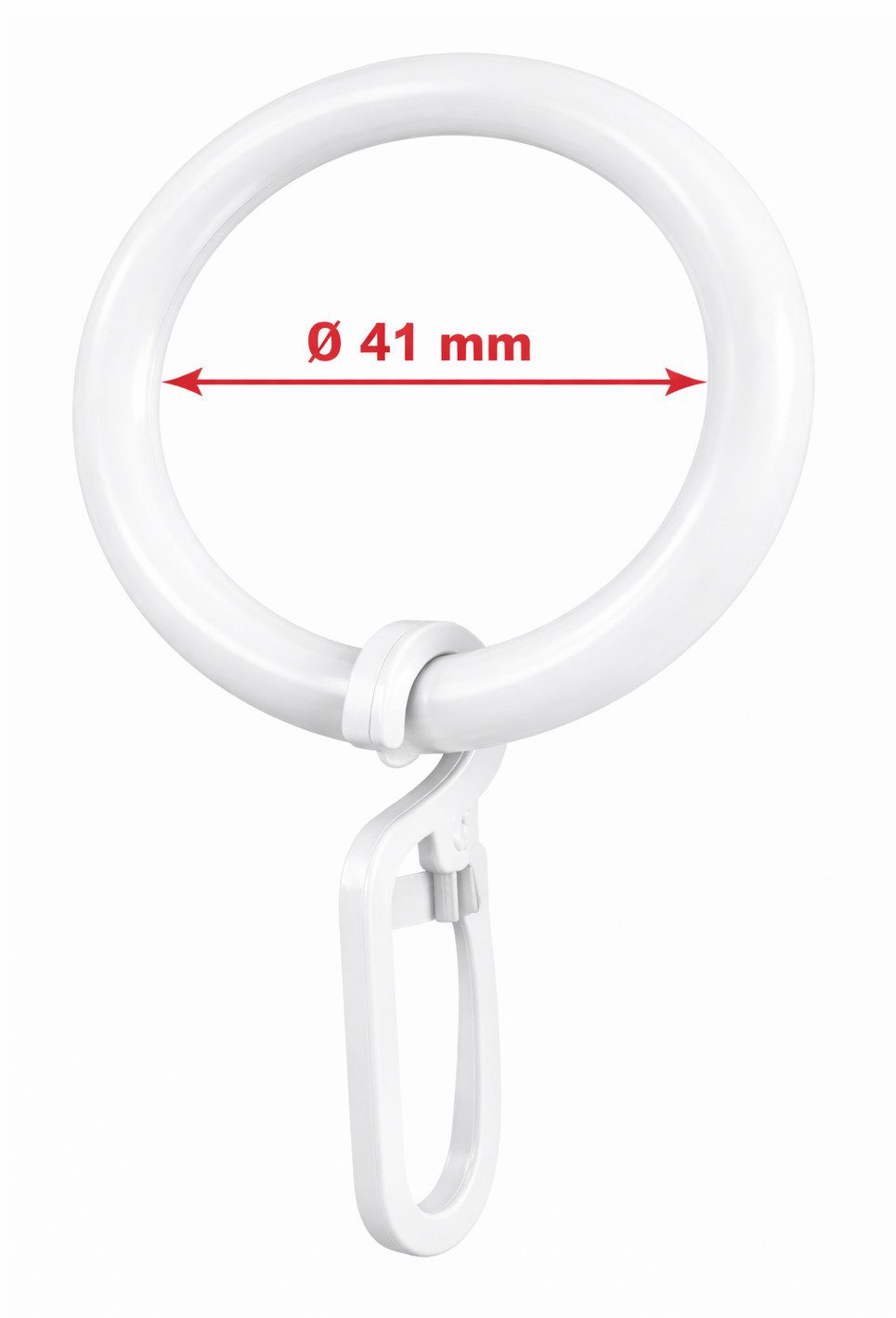 rewagi Gardinenstange Gardinenring mit Überklipshaken Ø41/57 mm Weiß Beige Schwarz, Verkaufseinheit 10, 30, 50, 100 Stück