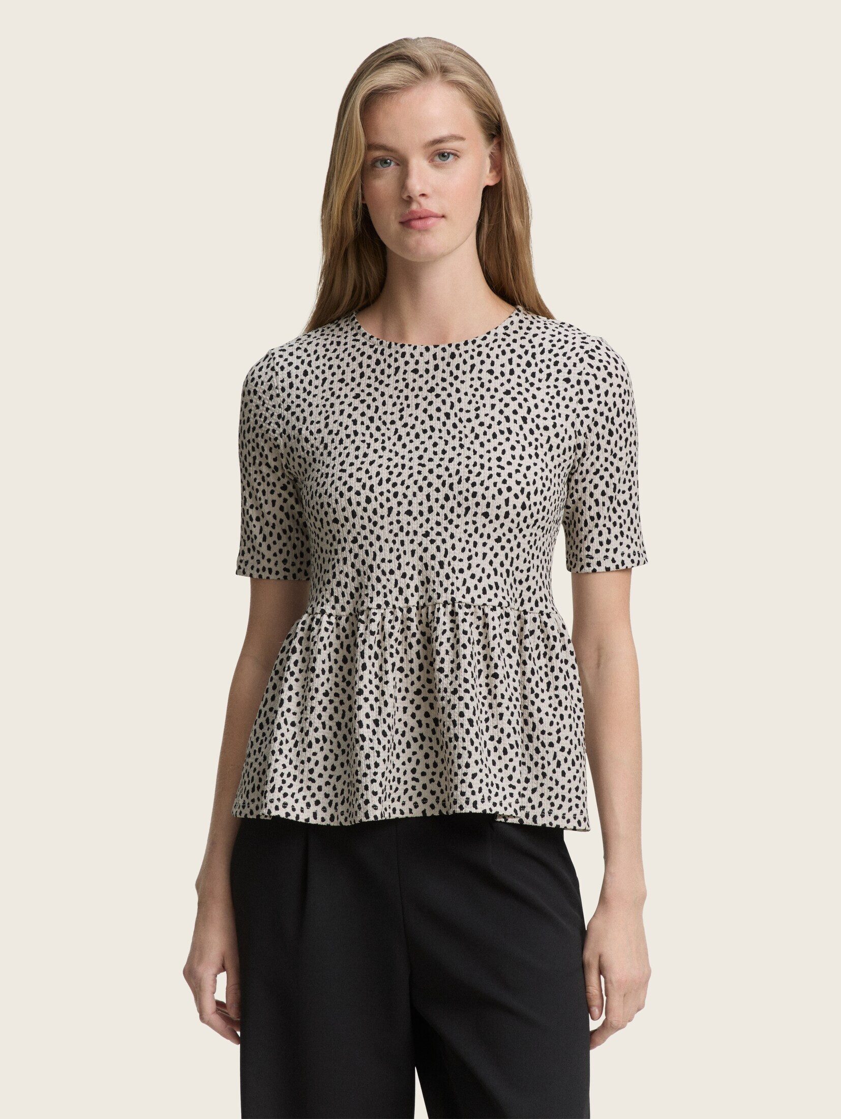 TOM TAILOR Denim T-Shirt T-Shirt Jacquard T-Shirt mit Peplum günstig online kaufen