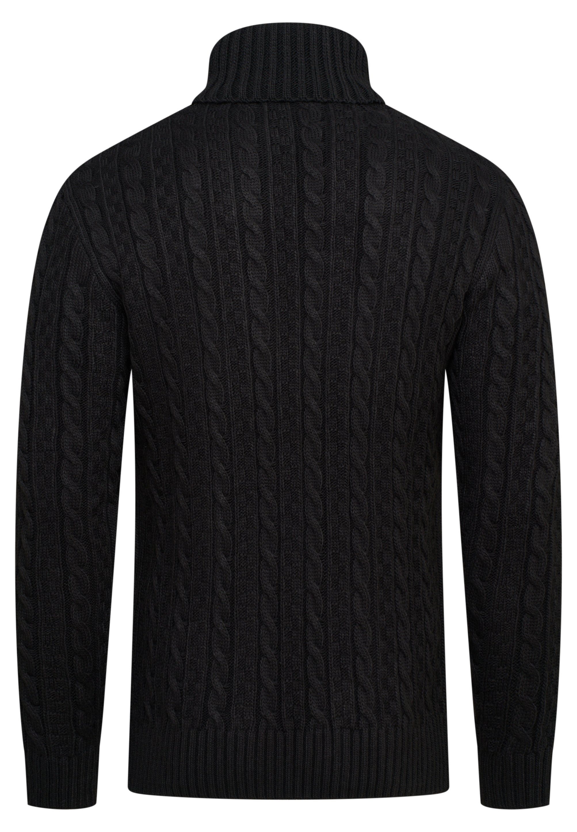 behype Rollkragenpullover BSLANA Grobstrick Zopf-Muster Winterpullover Strickpullover