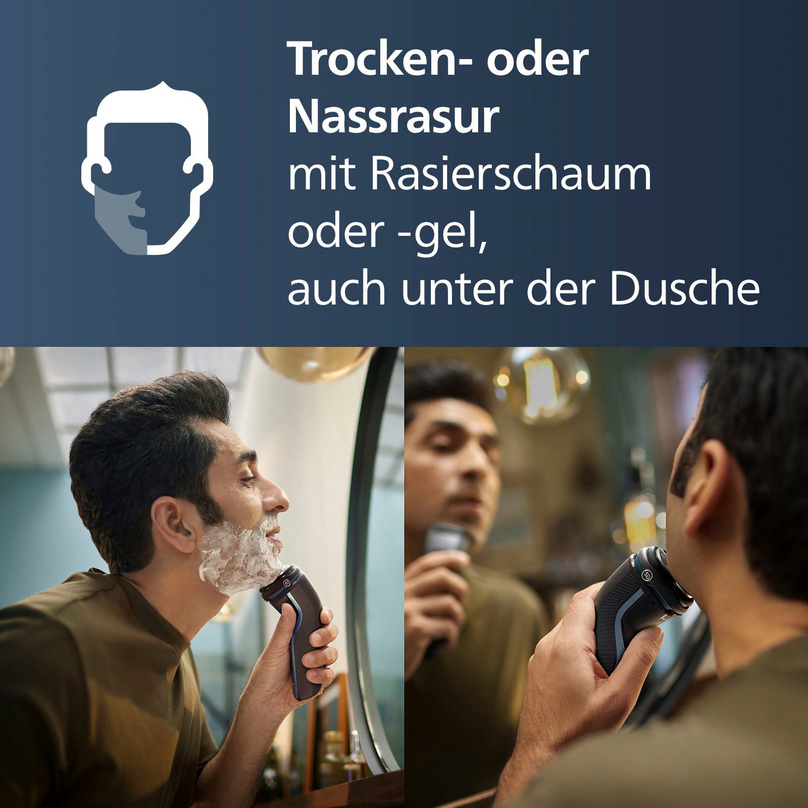 Philips Elektrorasierer Shaver Series 3000 S3243/12, Aufsätze: 1, ausklappbarer Präzisionstrimmer, 5-dimensional bewegl. Flex-Scherköpfe, Schutzkappe und Tasche schwarz