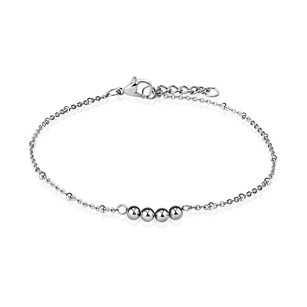BUNGSA Armband Bettelarmband vier Beads Silber aus Edelstahl Damen (1 Armband, 1-tlg), Bracelet Armschmuck