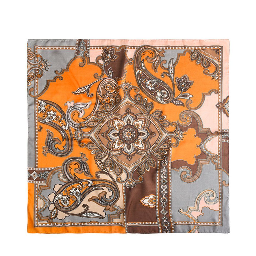 Neue limitierte Auflage XDeer Bandana Seidentuch Quadratisch Faux Vierecktuch Kopftuch Seidenschal orange1 Größen Paisley-Muster, Schal,Multifunktionstuch Mehrere mit