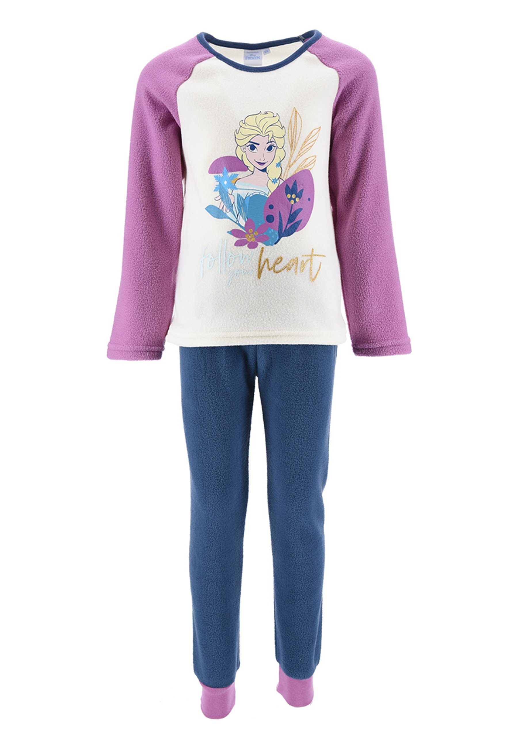 Disney Frozen Schlafanzug Eiskönigin Anna & Elsa Kinder Mädchen Pyjama langarm Nachtwäsche (2 tlg) Lila | Pyjamas