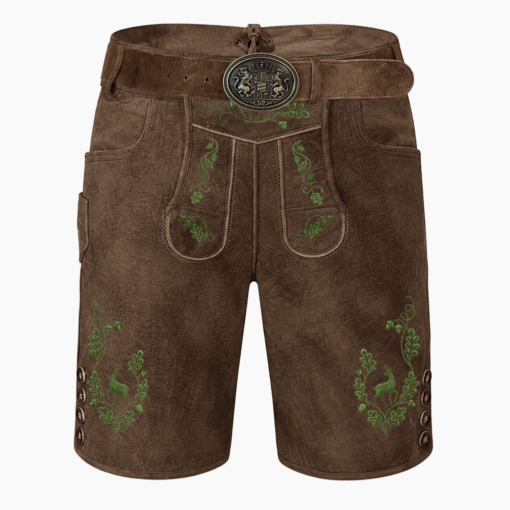 HerzSticht Trachtenlederhose Herren Trachten Lederhose (Modell: Geissberg) (Set, 1-tlg., MIt Gürtel)