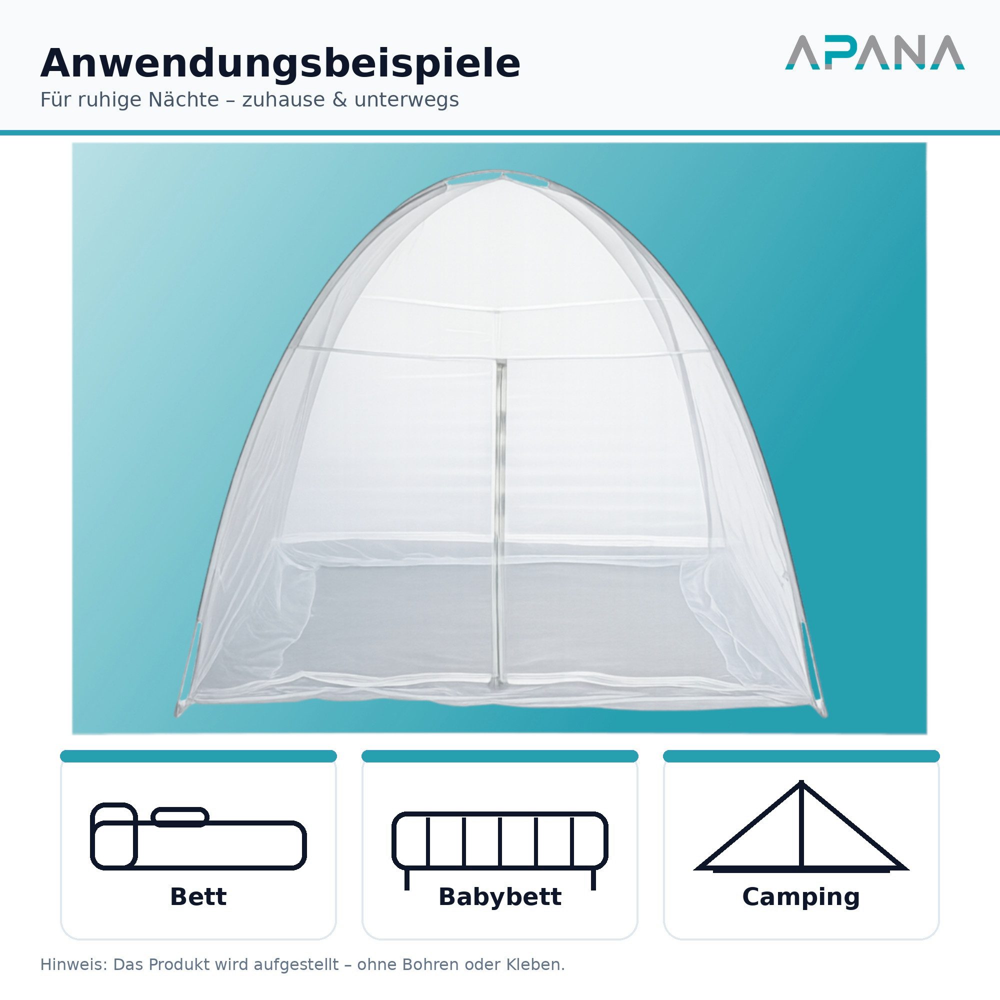 APANA Fliegengitter-Gewebe Mobiler Insektenschutz Moskitonetz Mückennetz Fliegengitter Netz, Größe (Breite x Höhe):150 x 200 x 150 cm