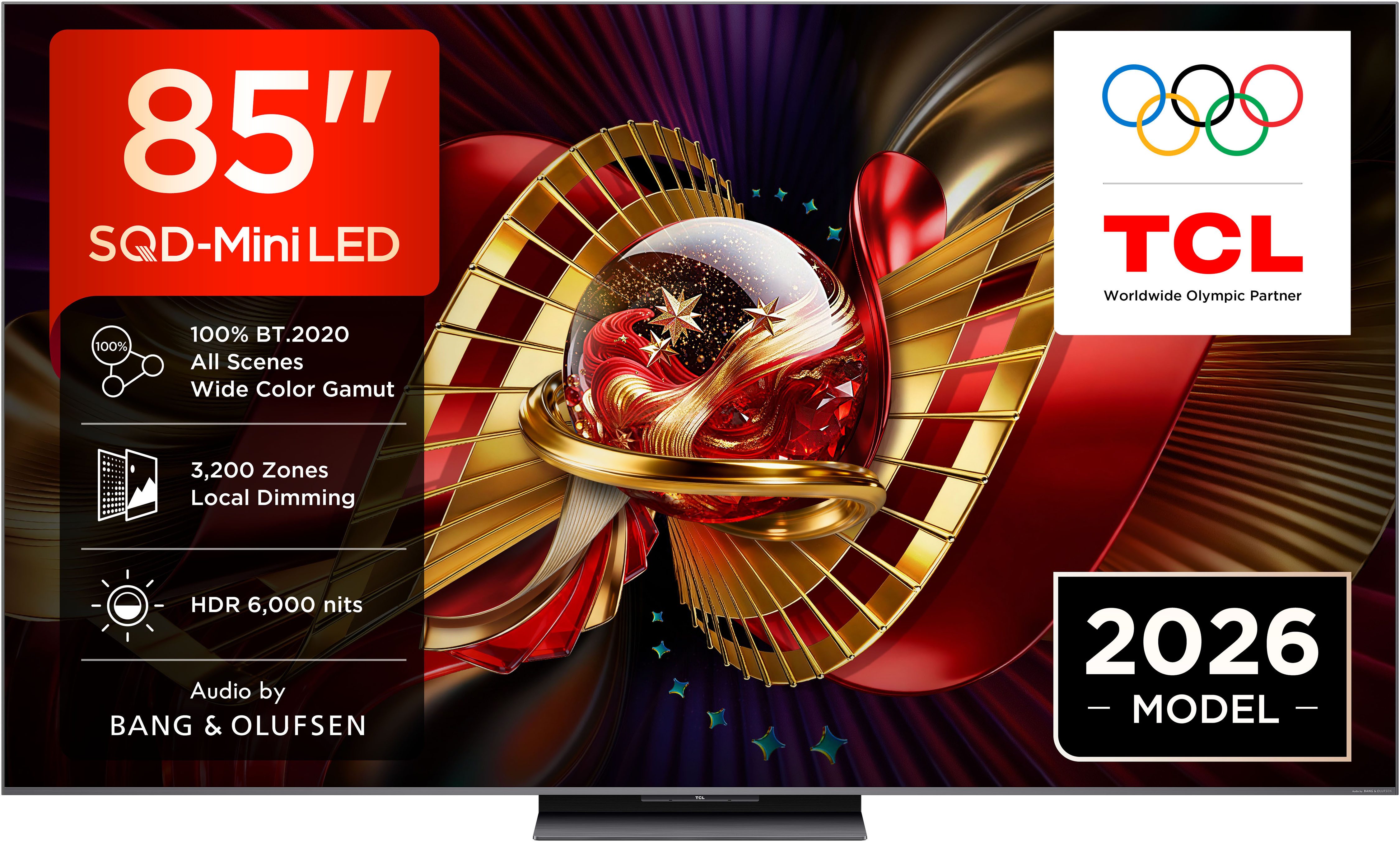 TCL 85C8LX1 Mini-LED-Fernseher (215 cm/85 Zoll, 4K Ultra HD, Google TV, SQD-Mini LED, HDR 6000 Nits, 100%BT.2020, 144Hz, AiPQ Pro,Dolby Vision)