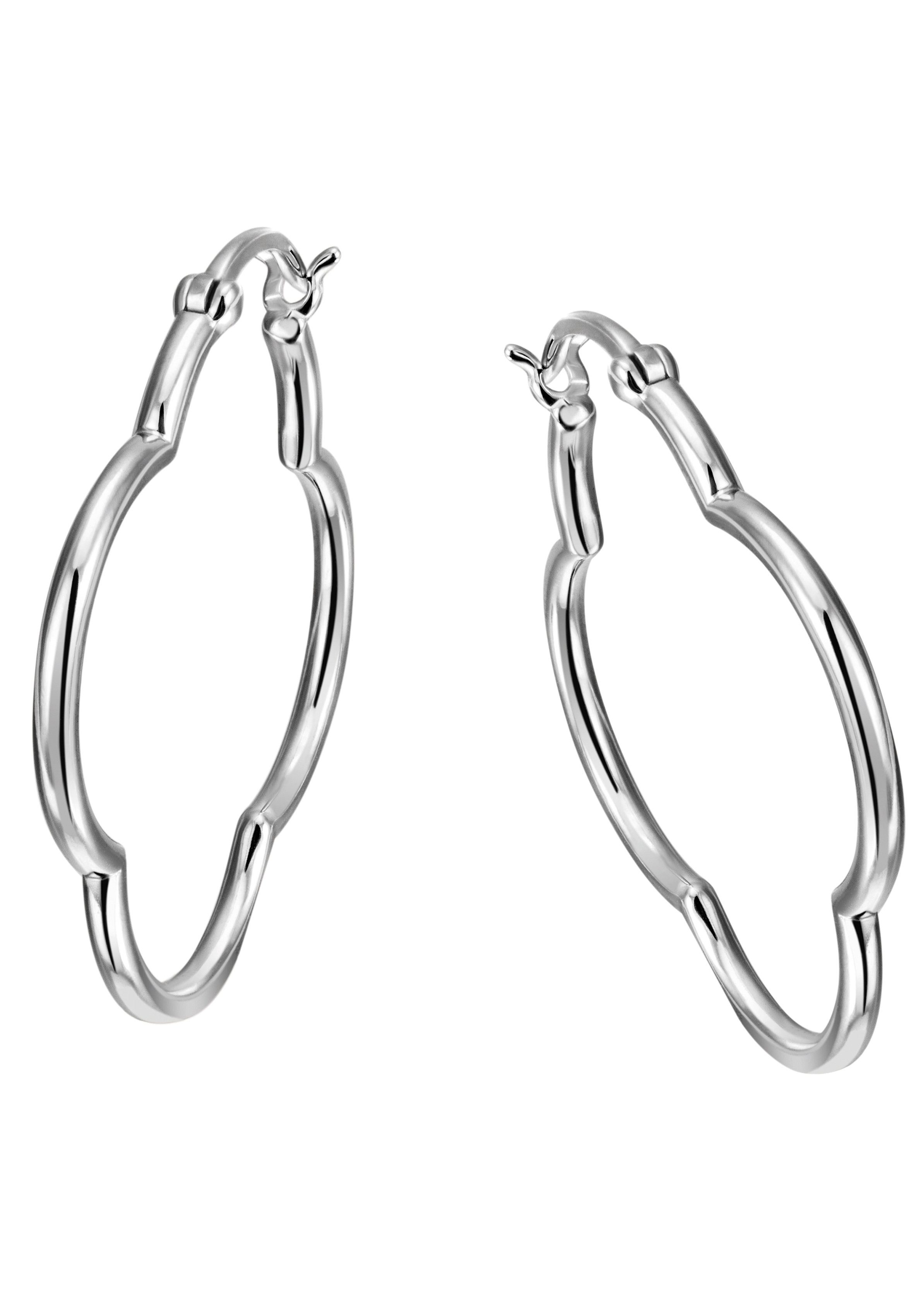 Firetti Paar Creolen Schmuck Geschenk Silber 925 in Form einer Blume rhodiniert