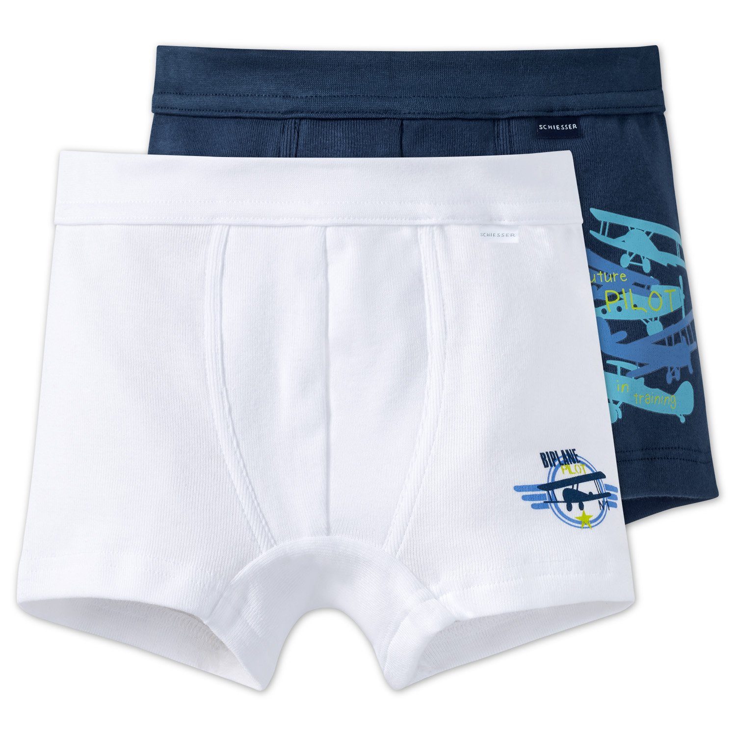 Hip Feinripp Shorts, Set Unterhosen, (Set, Set) 2er Boxershorts Shorts, 2-St., Jungen Schiesser Low Rise