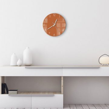 DEQORI Wanduhr 'Unifarben - Terrakotta' (Glas Glasuhr modern Wand Uhr Design Küchenuhr)