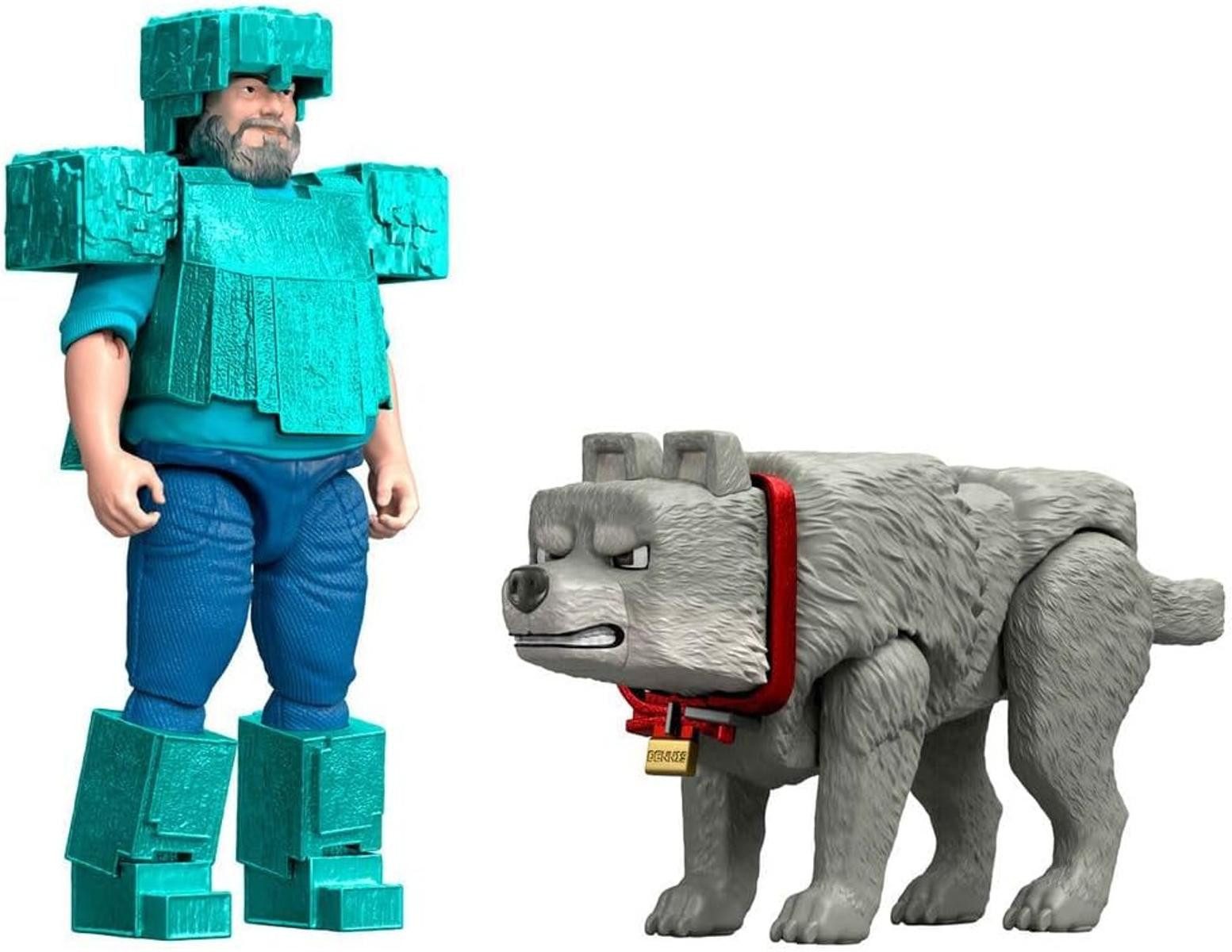 Mattel® Sammelfigur Minecraft JFR71 Movie Core Scale Steve + Wolf Actionfiguren Set=2 St. – Bild 4 von 5