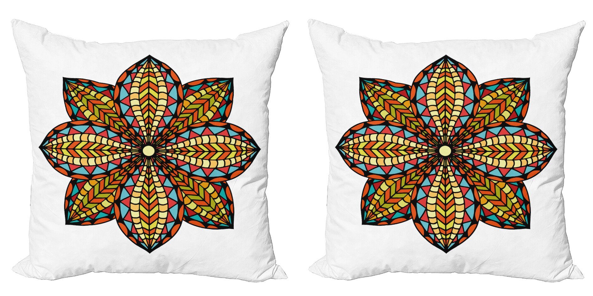 Kissenbezüge Modern Accent Mandala Bunte Abakuhaus Doppelseitiger Blumen (2 Stück), Digitaldruck