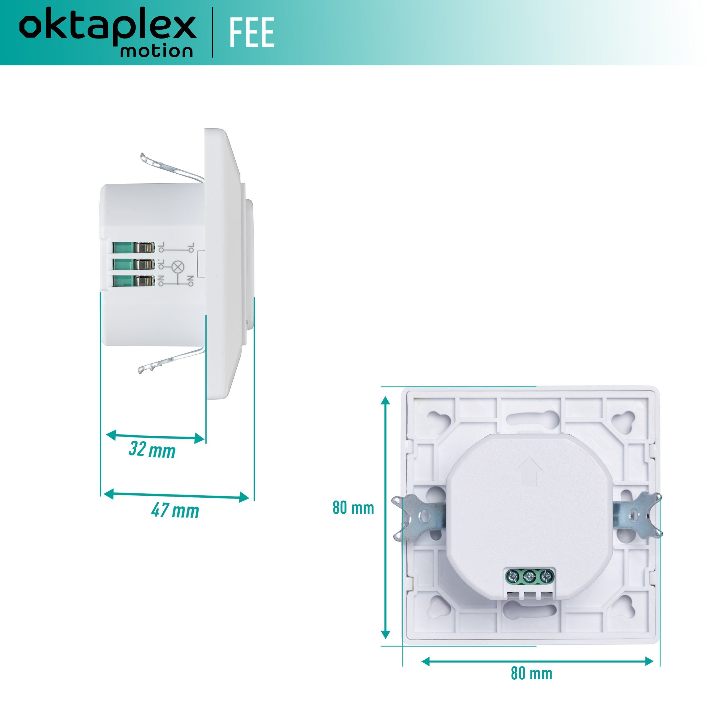 Oktaplex motion Bewegungsmelder Innen 15m/180° Unterputz 68mm Innen Hohlraumdose Reichweite weiß Sensor, HF