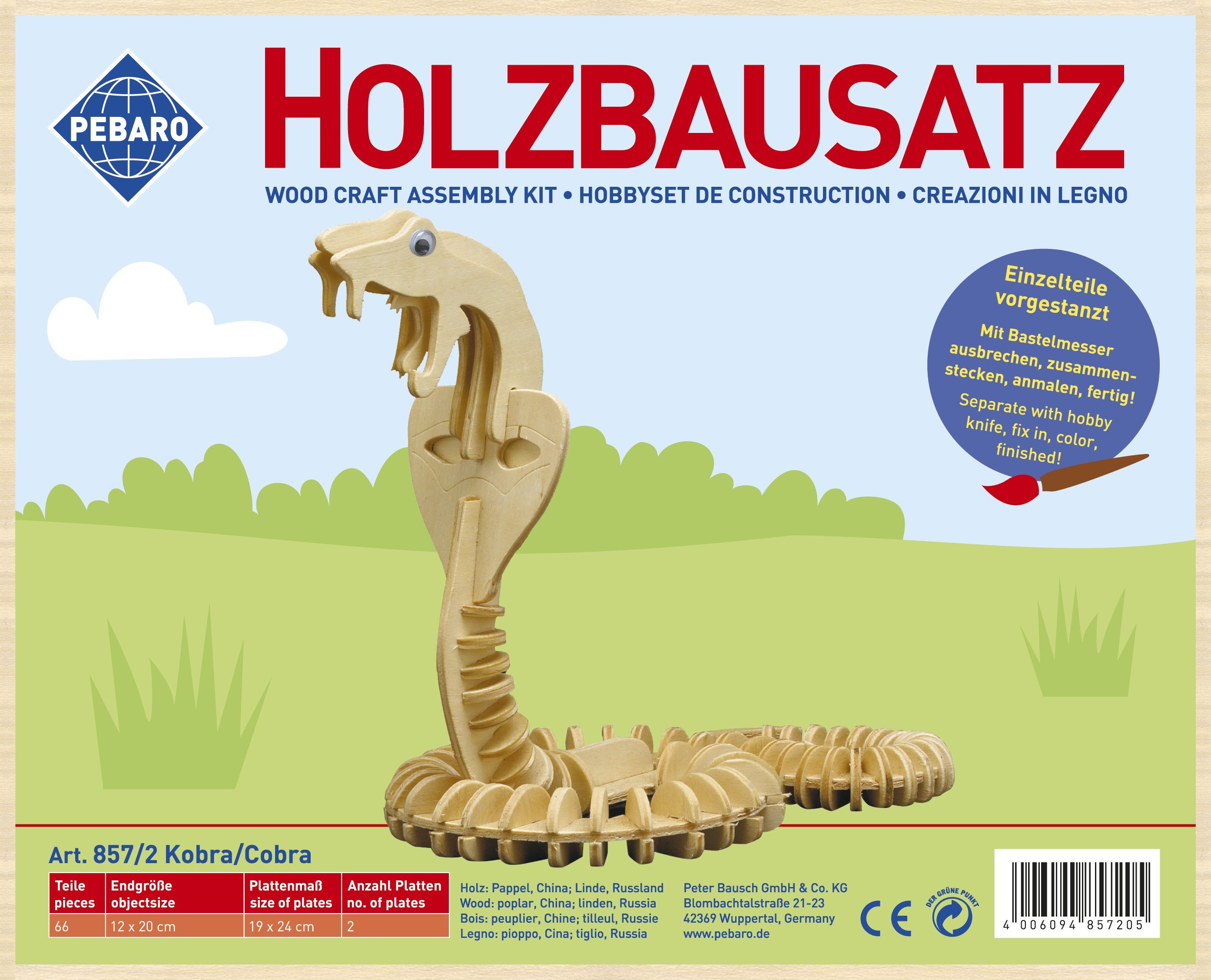Pebaro 3D-Puzzle Holzbausatz Kobra, 857/2, 66 günstig online kaufen