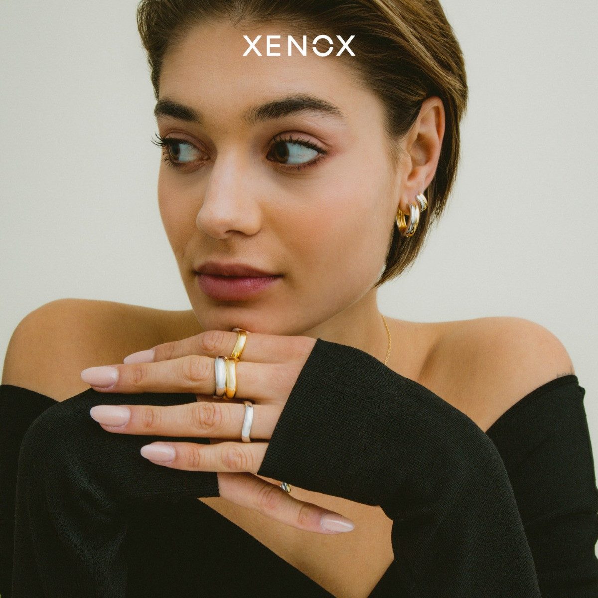 XENOX Kette mit Anhänger Xenox Halskette-Anhänger Damen Poppy Glitz Silber Vergoldet XS10002G