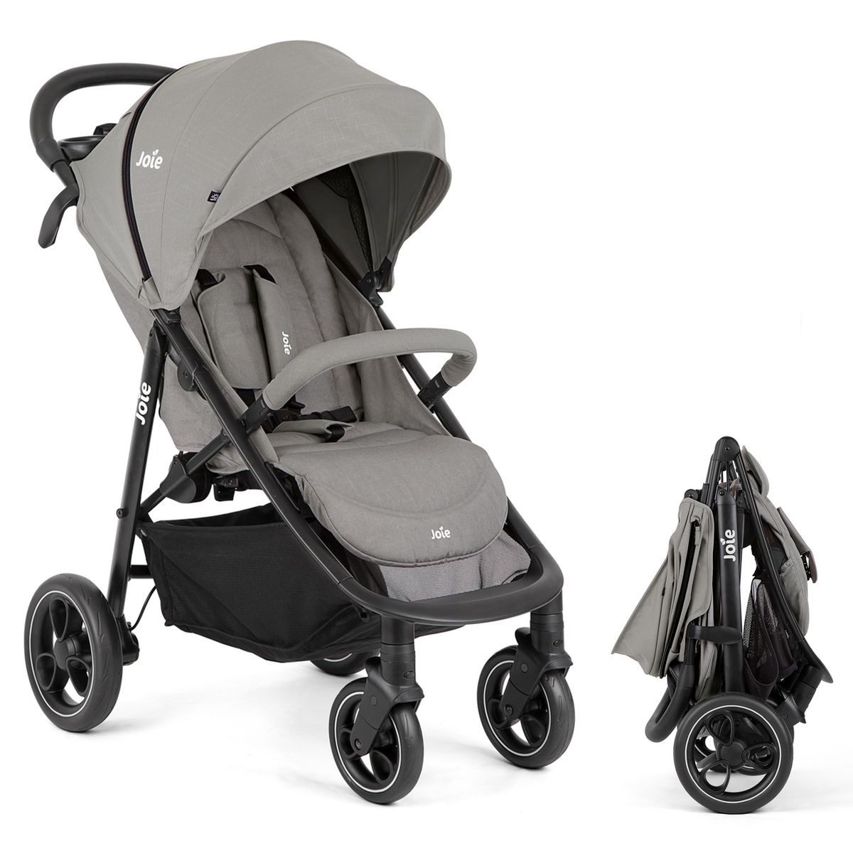 Joie Kinder-Buggy Litetrax - Pebble, Sportwagen mit Liegeposition & Regenschutz bis 22 kg belastbar
