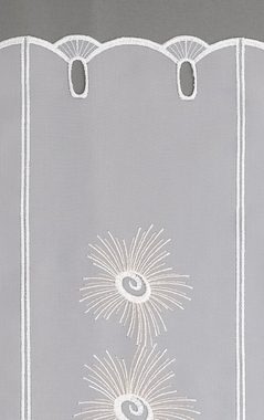 Scheibengardine Blütenstreifen Beige, Plauener Spitze®, (1 St), transparent, HxB 35x48.9cm