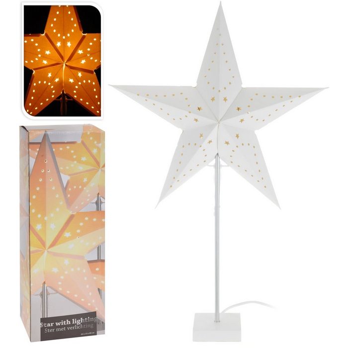 Spetebo LED Stern Sternenlampe 44x13x68 cm - Star with lighting - warmweiß Deko Winter Advent Tischlampe