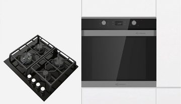 Klugmann Backofen-Set KO608TCX, mit 1-fach-Teleskopauszug, AquaLystic, Drehspieß, 72 L, vitroceramic Gaskochfeld nicht glas, WOK4kW Aufsatz