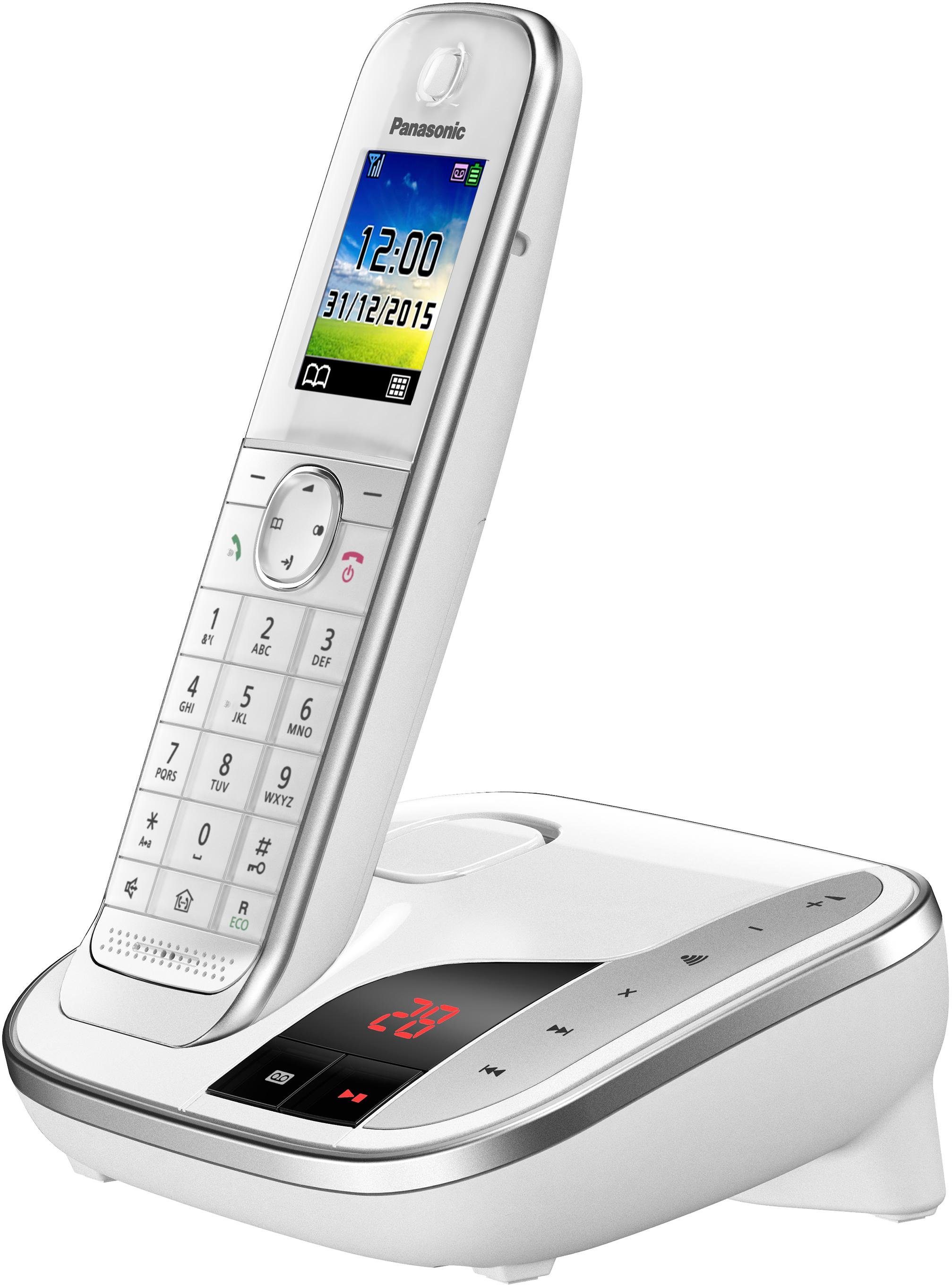 Panasonic KX-TGJ320 Schnurloses DECT-Telefon (Mobilteile: weiß Anrufbeantworter, Freisprechen) Weckfunktion, 1, mit