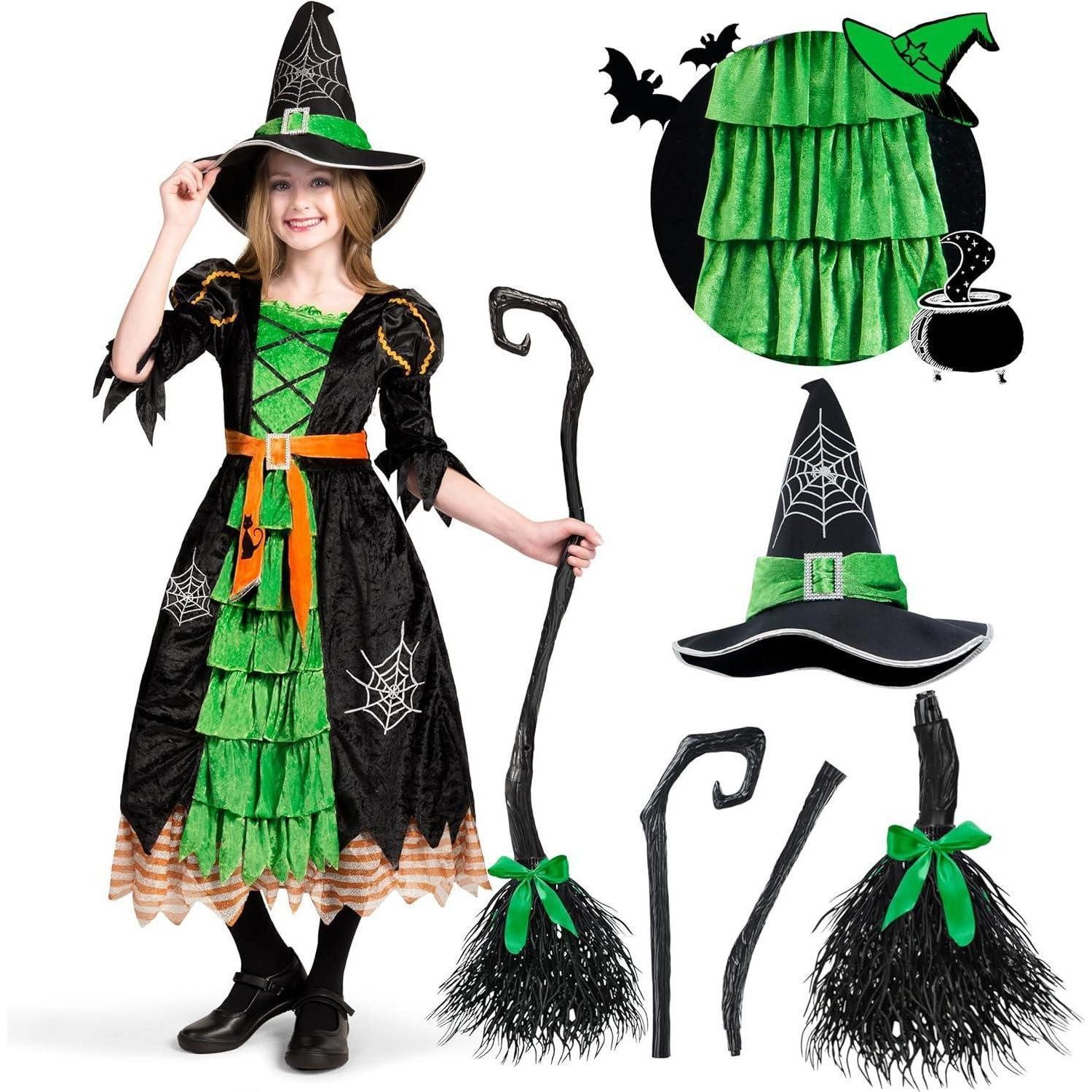 LuxusKollektion Hexen-Kostüm Spooktacular Creations Hexe Deluxe Kostüm für Mädchen Small Grün