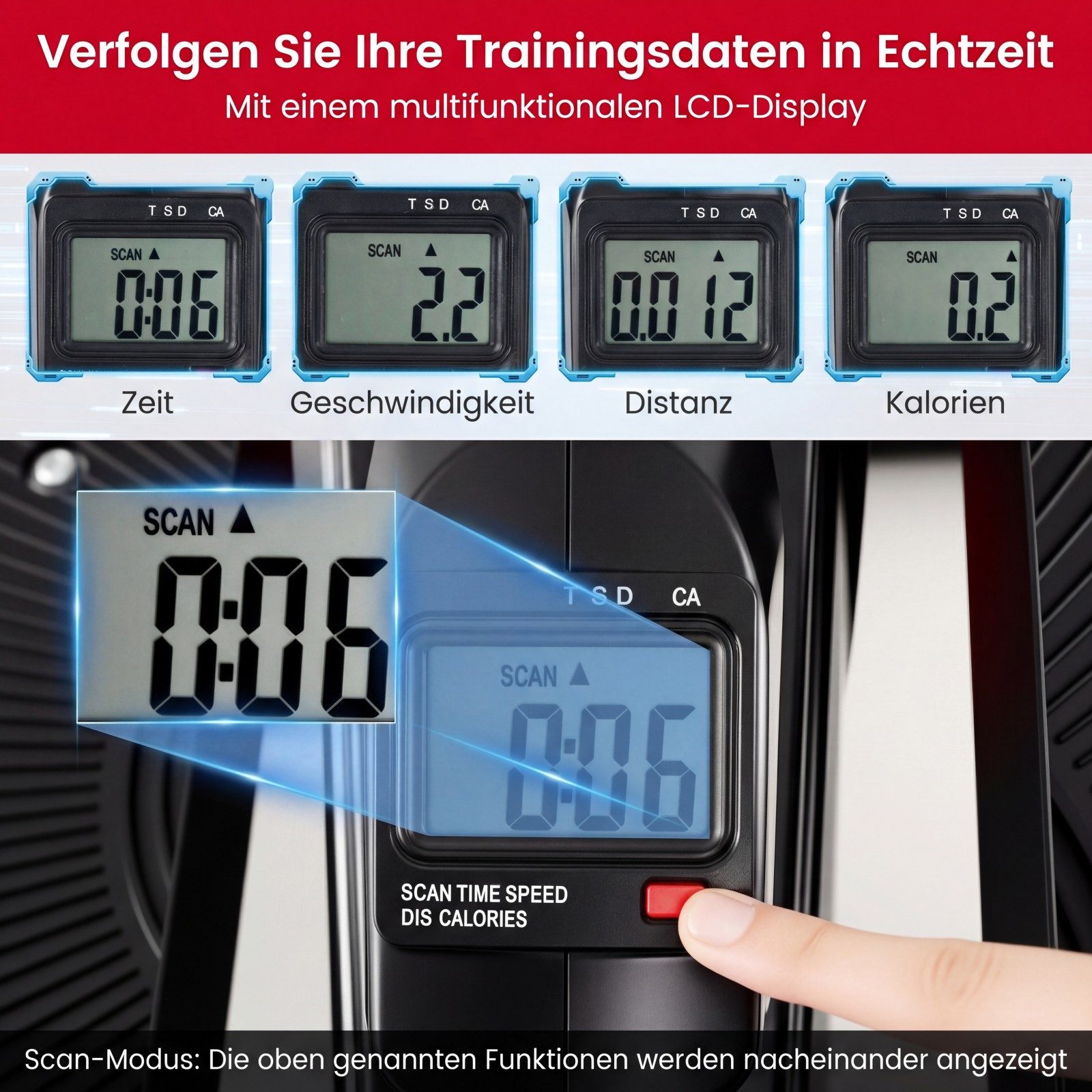 COSTWAY Ellipsentrainer, Mini elektrischer Crosstrainer, Leise & Tragbar