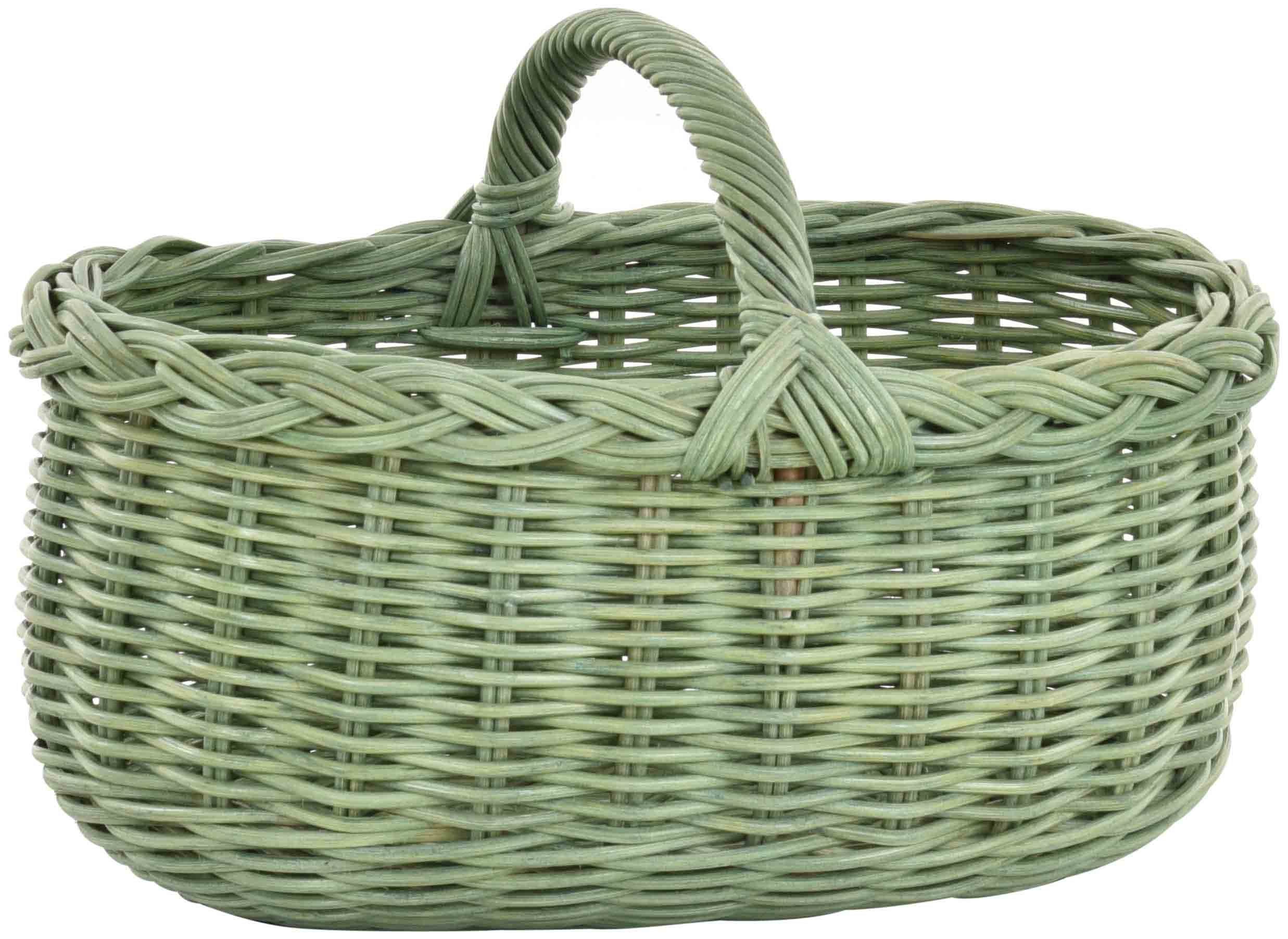 Krines Home Flechtkorb Autokorb Einkaufskorb Natur Rattan Trage Auto Korb mit Henkel, Trage-Korb leicht und stabil