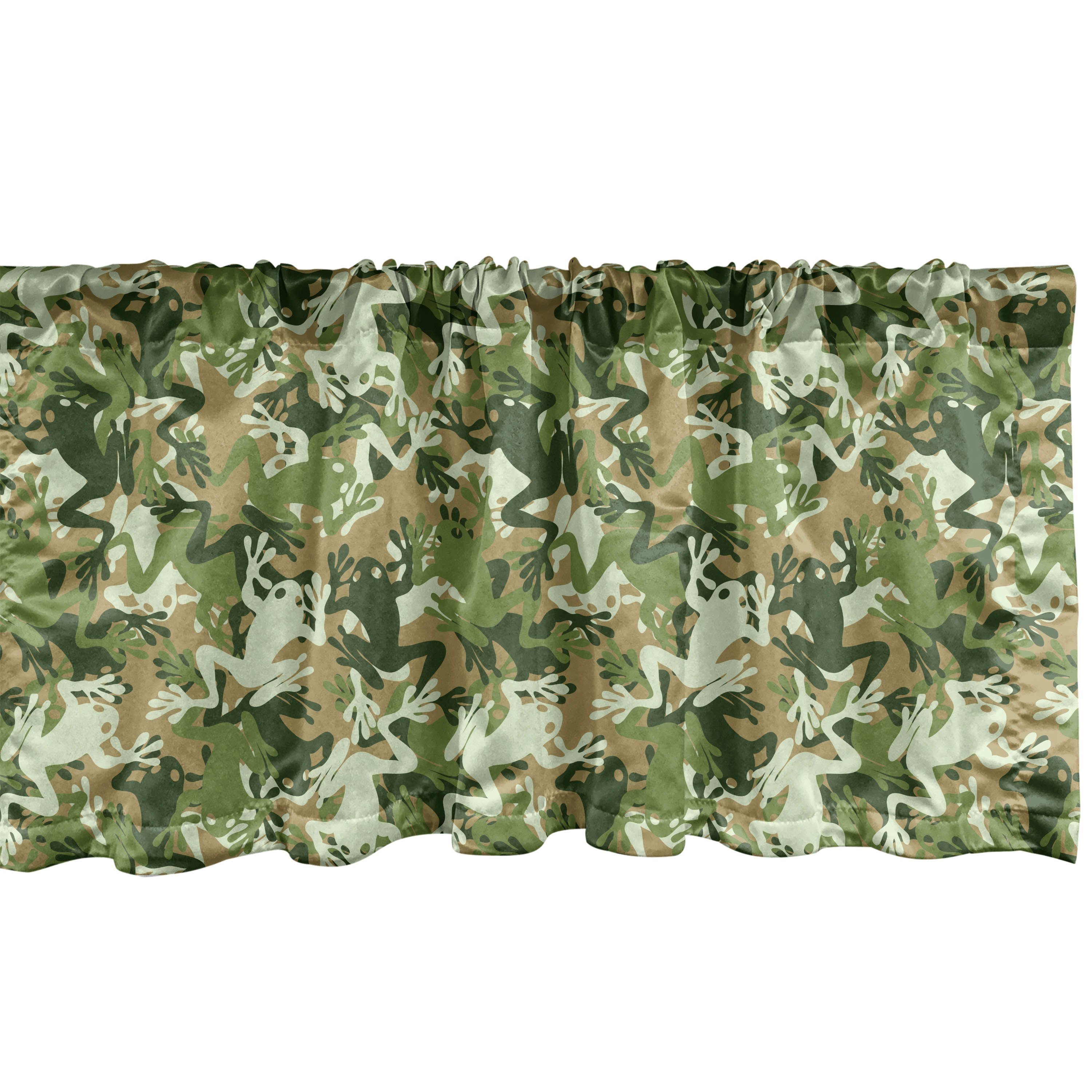Scheibengardine Vorhang Volant für Küche Schlafzimmer Dekor mit Stangentasche, Abakuhaus, Microfaser, Frosch Schädel-Camouflage-Design