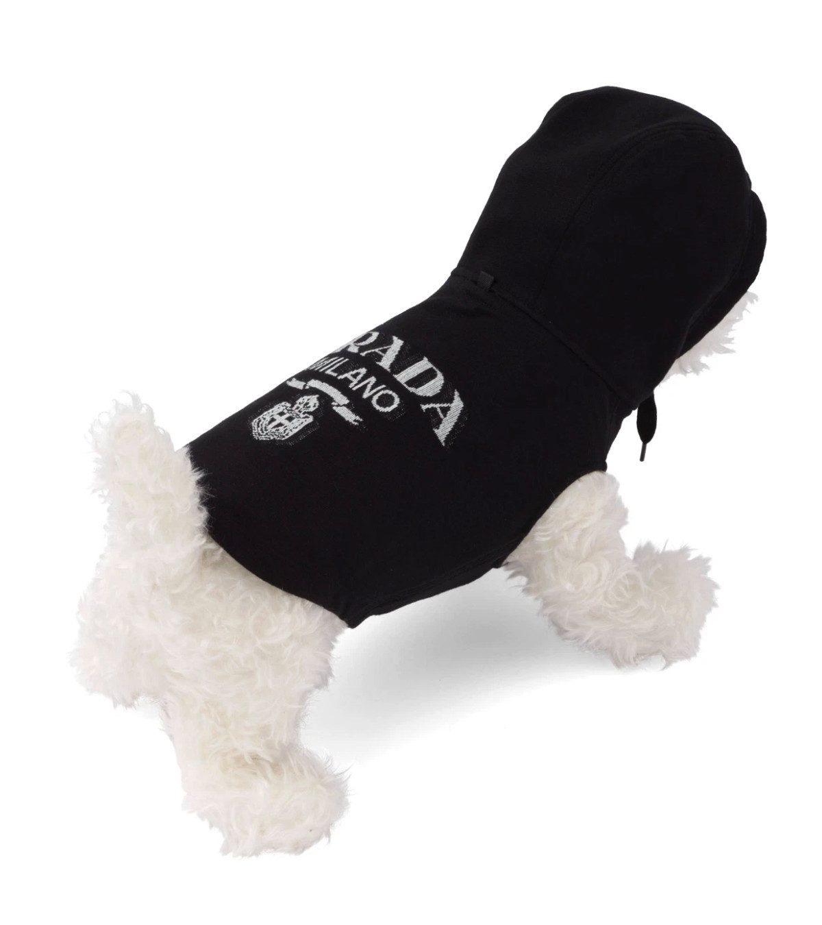 PRADA Hundepullover PETS Hunde Logo-Hoodie Jacke Sweatshirt, Kapuze mit Kordelzug,Schlaufe am Rücken,Reißverschluss