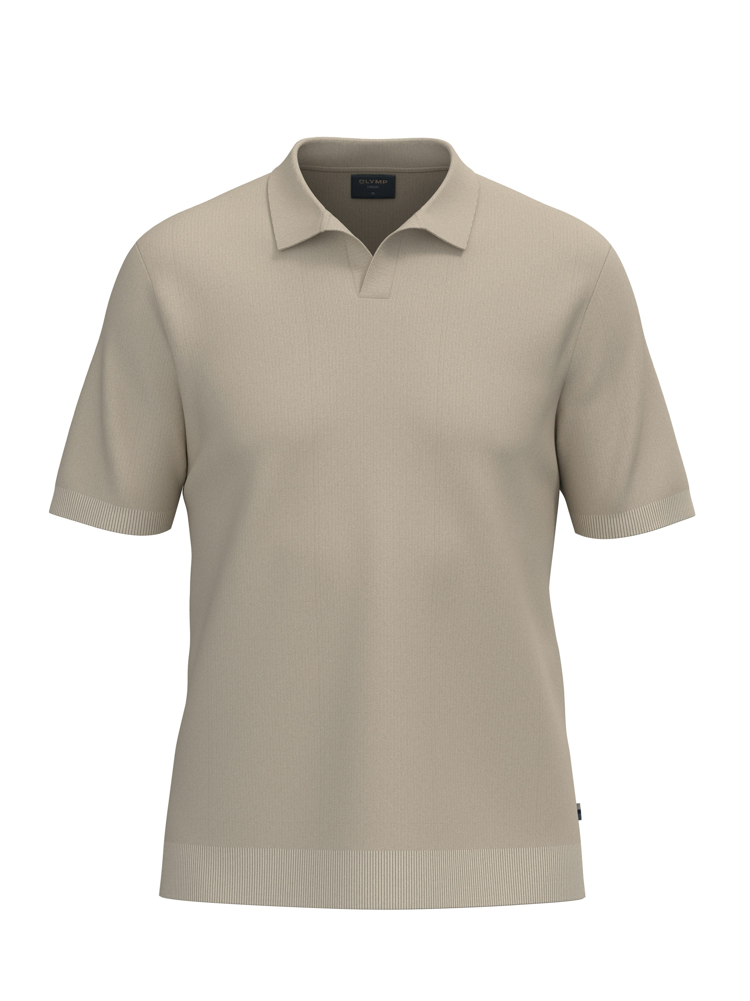 OLYMP Poloshirt Strick Casual mit geripptem Kragen, unifarben