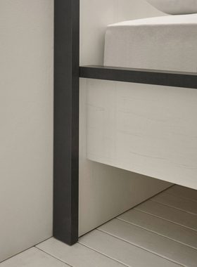 Furn.Design Einzelbett Stove (Bett in weiß Pinie und Anthrazit, Liegefläche 140 x 200 cm), höhenverstellbar