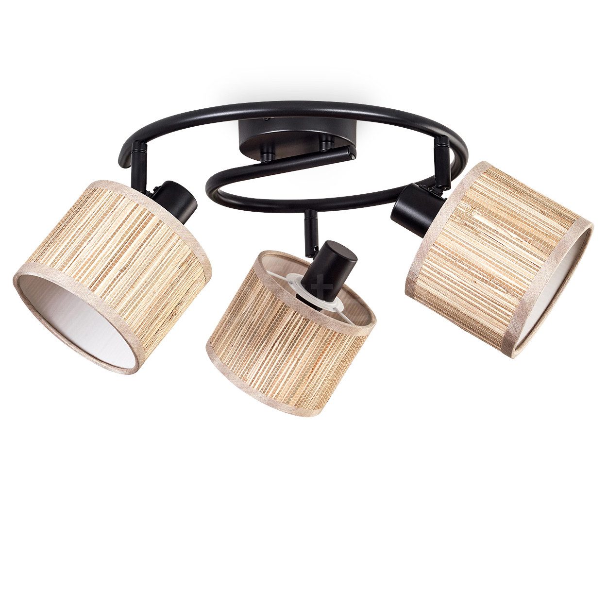 hofstein Deckenleuchte moderne Deckenlampe aus Metall/Bambus/Stoff günstig online kaufen