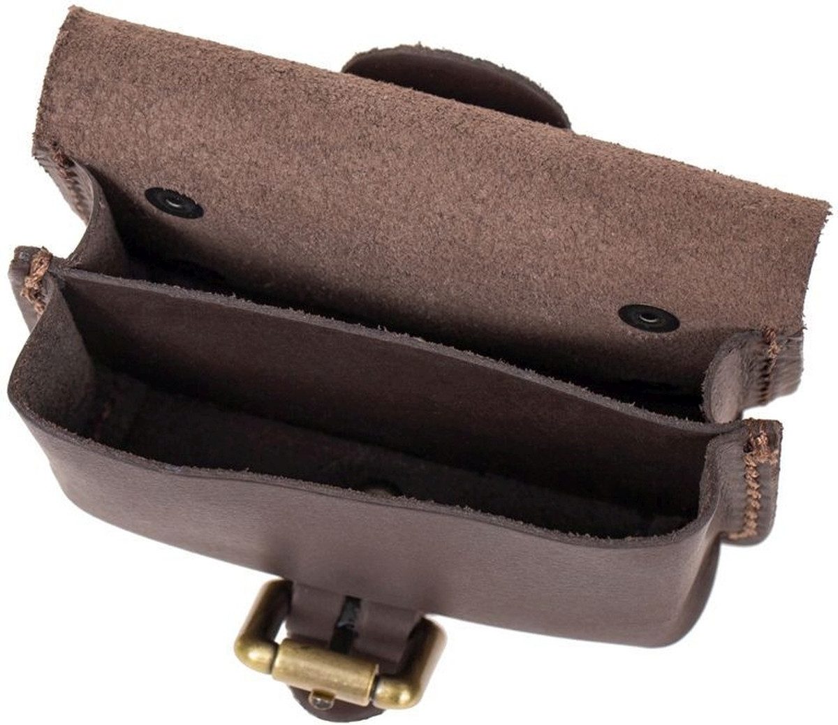 Mika Handtasche Gürteltasche S Querformat Sattelleder 12x4x9cm dunkelbraun matt