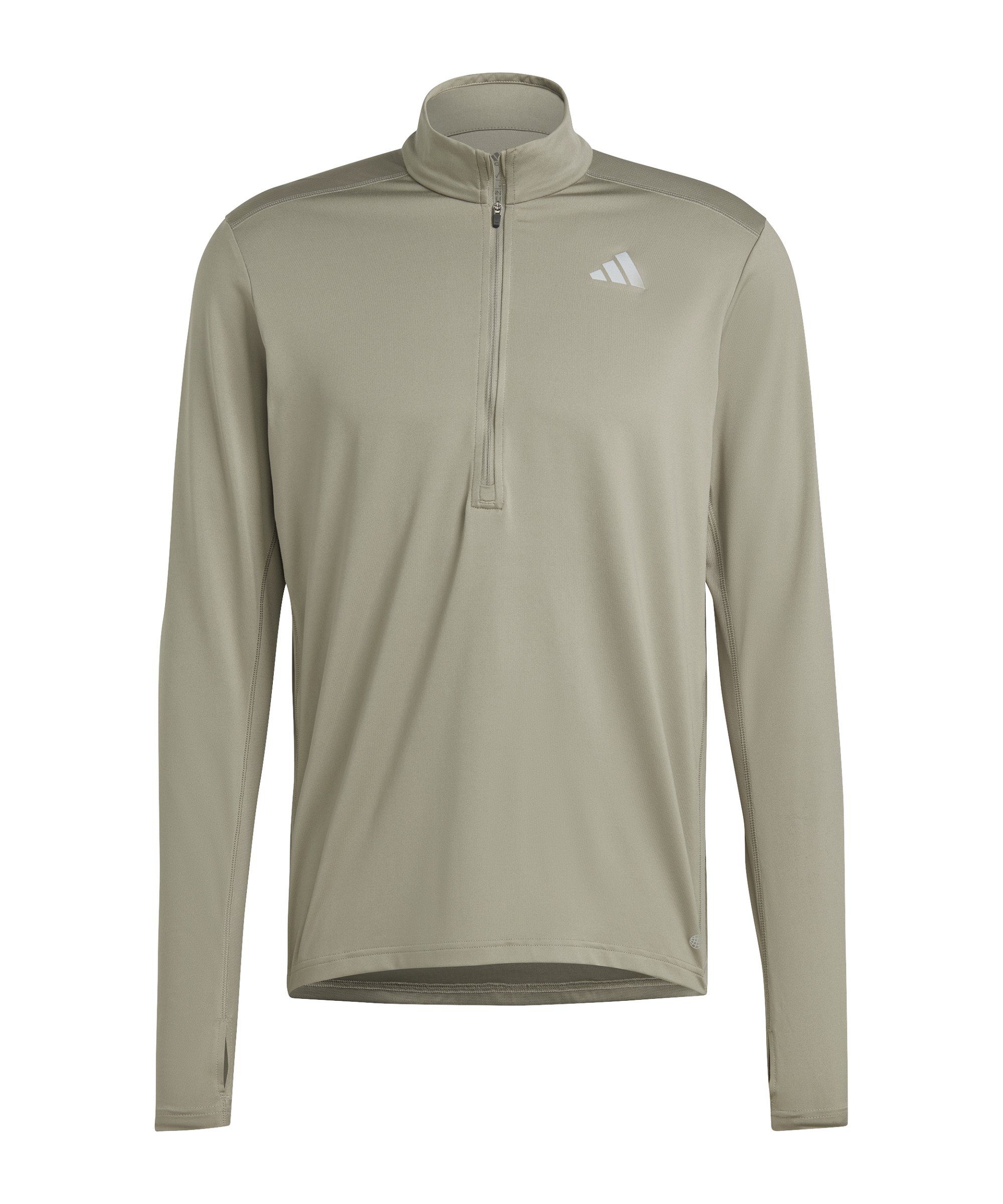 Lauftop adidas Sweatshirt grau Halfzip Daumenöffnung Performance