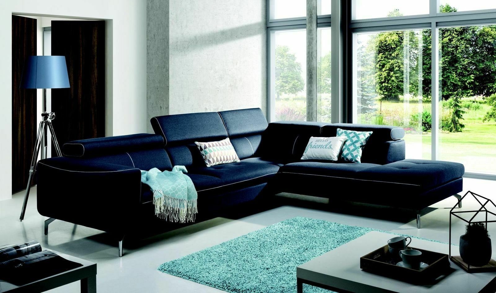 JVmoebel Ecksofa Designer Schwarze Couch Luxus Ecksofa Textil Sitzmöbel Neu, Made in Europe