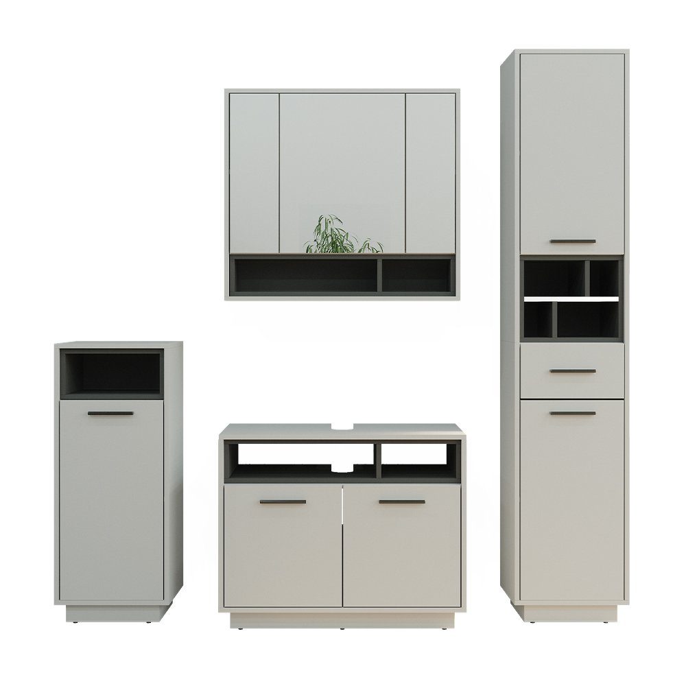 Vicco Badmöbel-Set Beatrice, Grau/Anthrazit, 4 Teile, günstig online kaufen