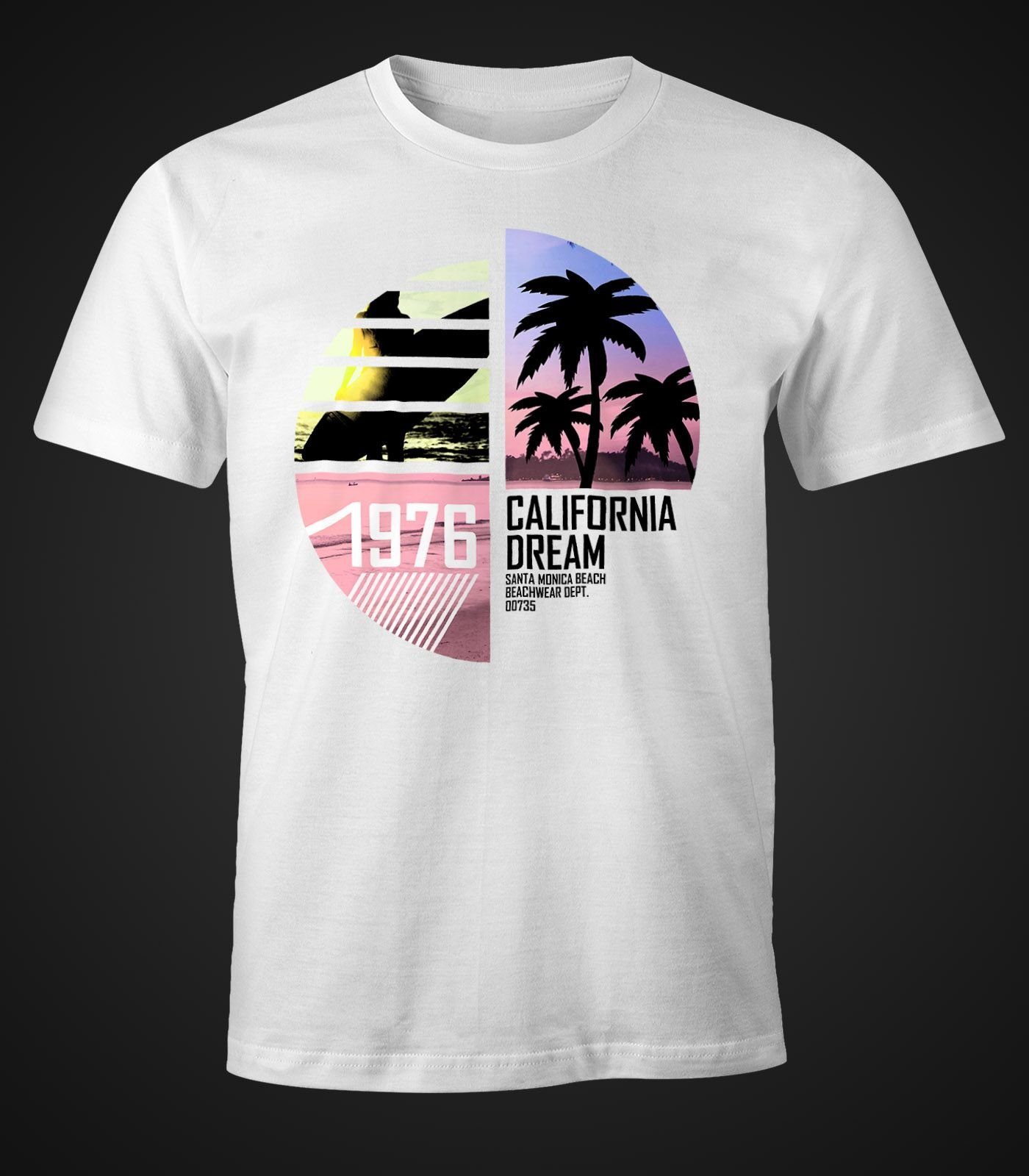 Herren mit California Surfing Print-Shirt T-Shirt MoonWorks Print Moonworks® weiß