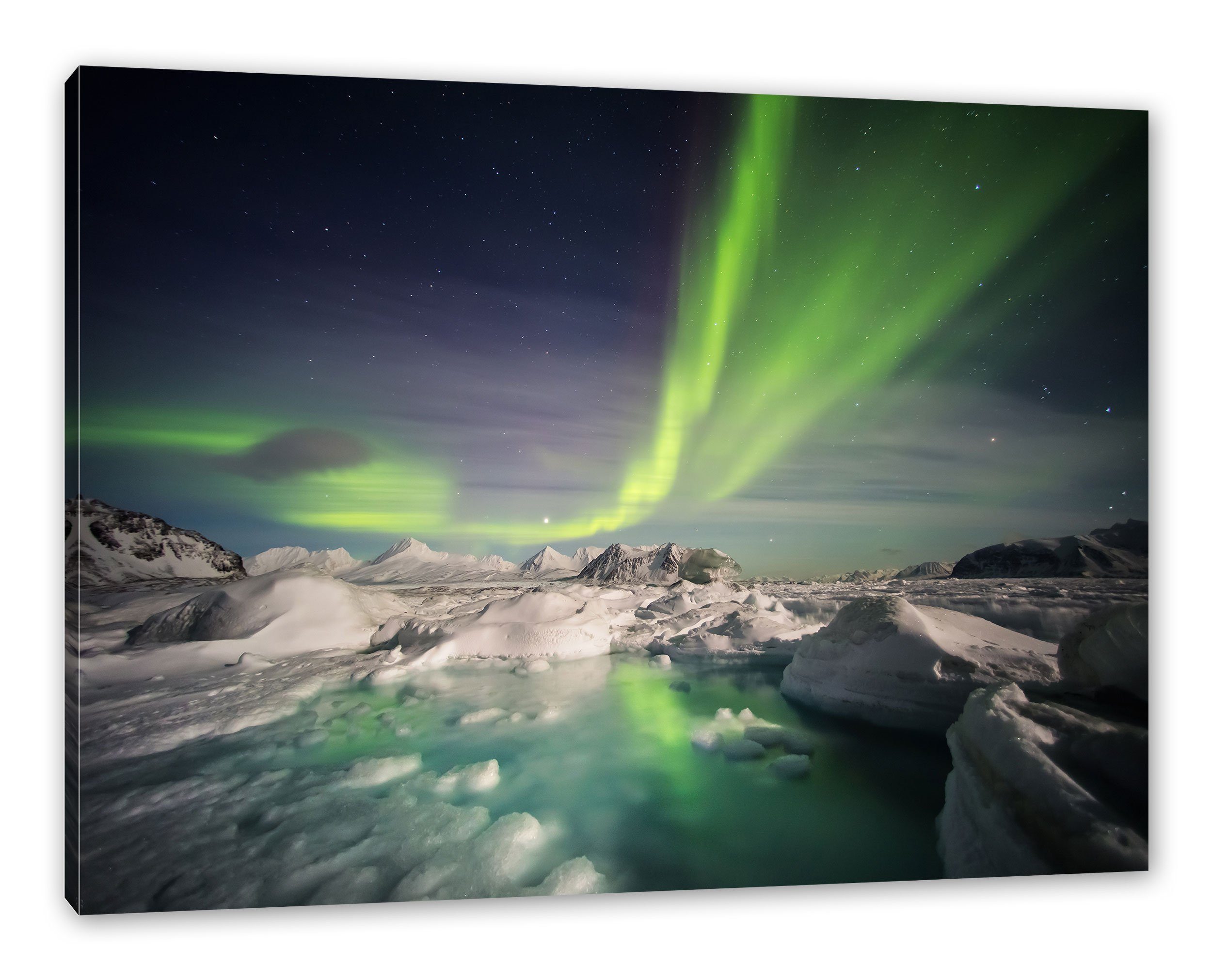 Pixxprint Leinwandbild gewaltiges Polarlicht, gewaltiges Polarlicht (1 St), Leinwandbild fertig bespannt, inkl. Zackenaufhänger