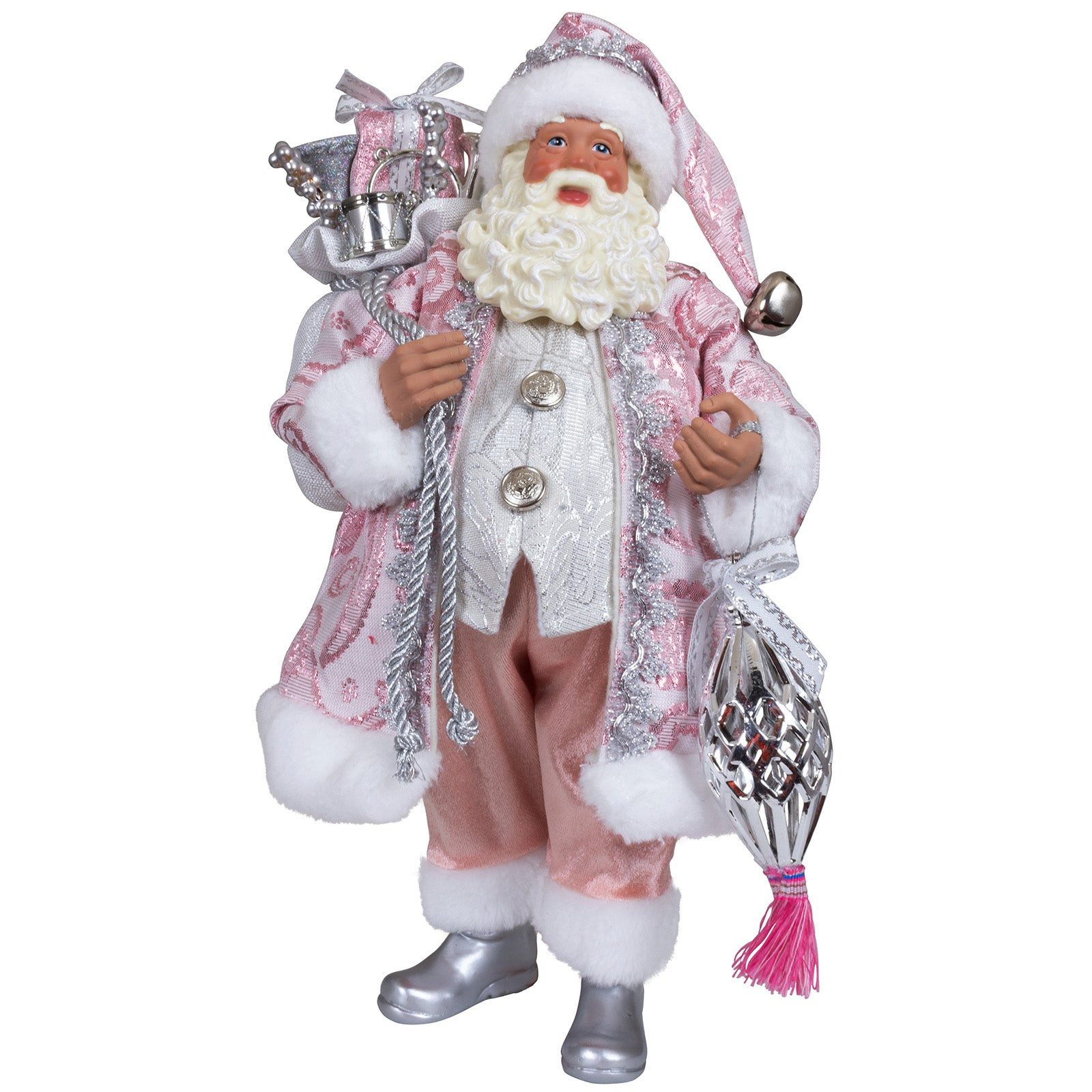 Christmas Paradise Weihnachtsmann Deko Figur 38 cm (Weihnachtsdeko, 1 St., stehend), rosa-silber