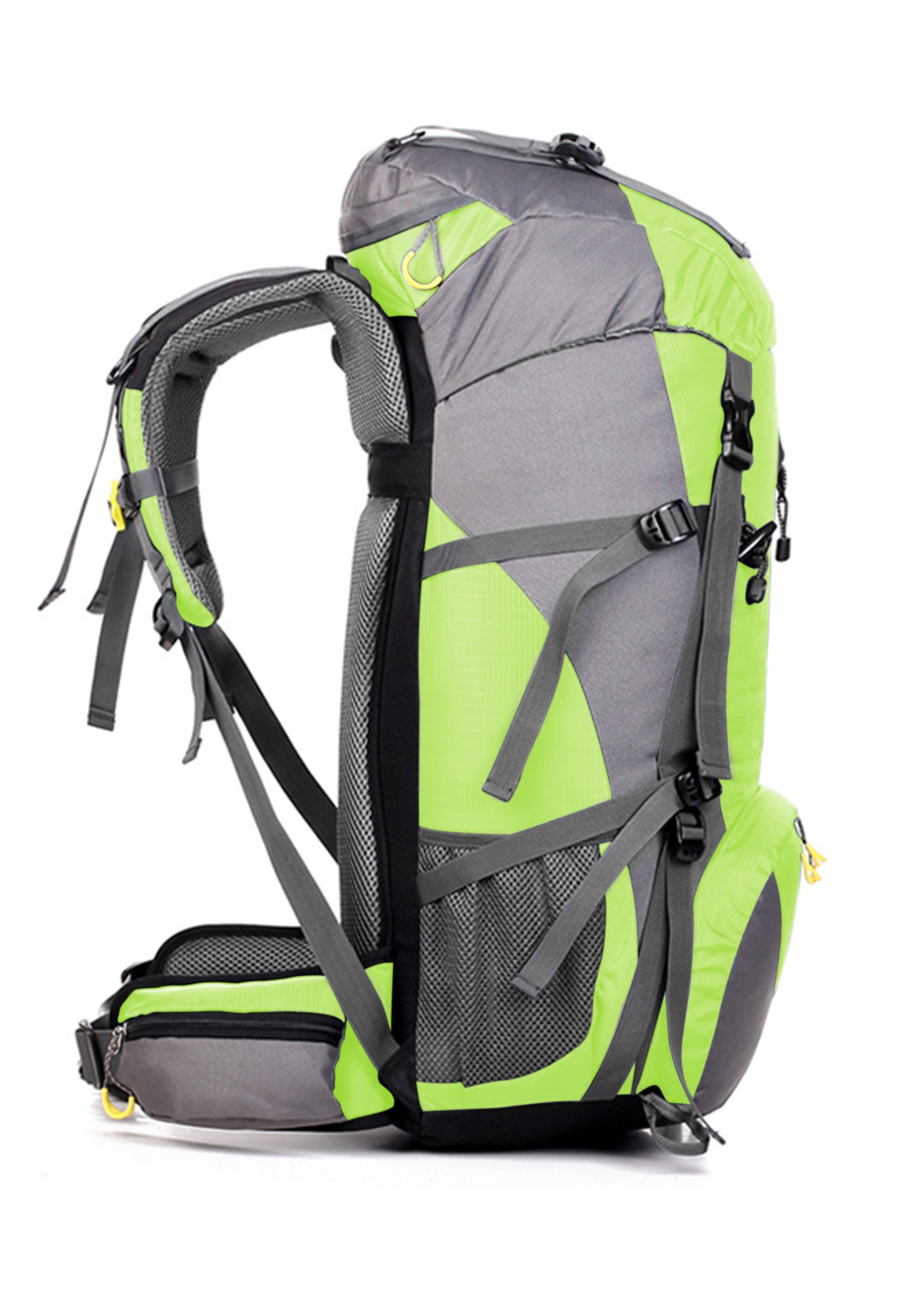 RAIKOU Wanderrucksack 50L Trekkingrucksack Wasserdicht, Reisetasche Ultralight (Regenhülle, Hüftgurt mit praktischen Taschen), Atmungsaktives Tragesystem