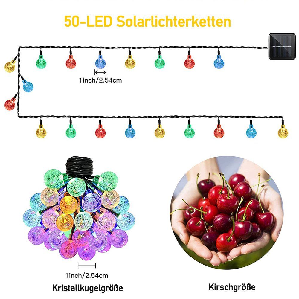 Bunt Patio 5/9,5M,Solar,Wasserdichte,für Rosnek Party Garten Seifenblasen-Kristallkugel Weihnachten, LED-Lichterkette