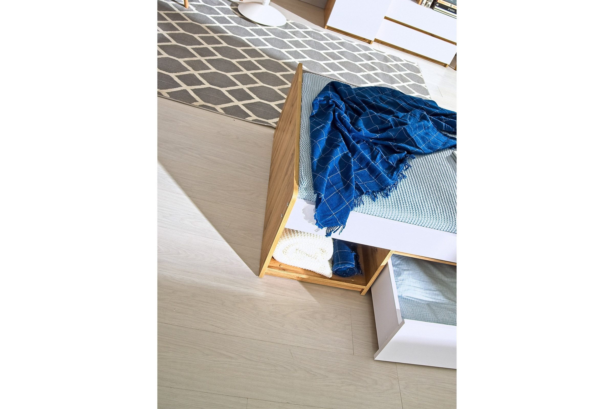 Deine Möbel 24 Kinderbett ARCO 09 Jugendbett Einzelbett Bett 90x195 cm (Set, 2-tlg., Bett für Kinder Jugendliche), Kinderzimmer Jugendzimmer Schlafzimmer Weiß Matt Eiche Wotan