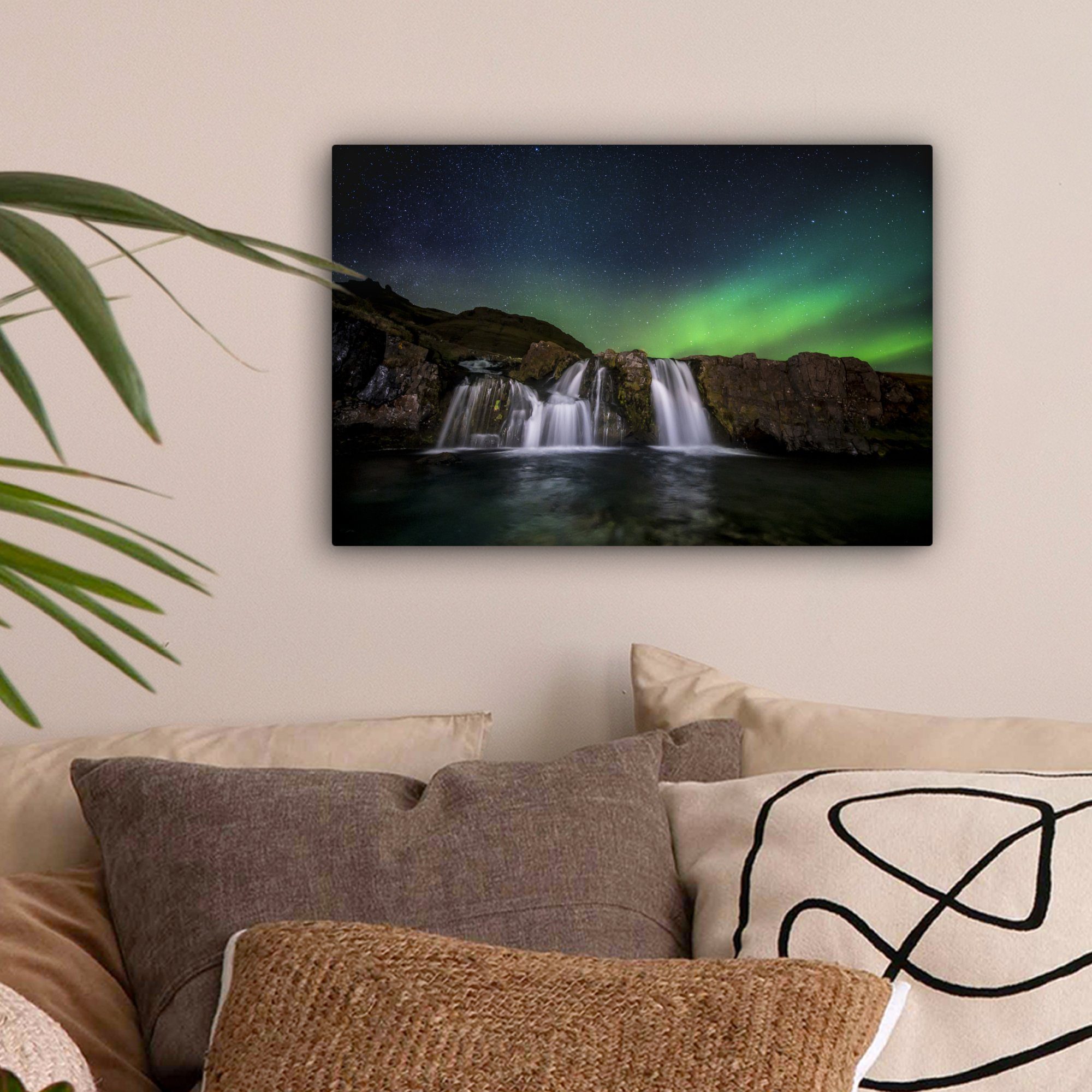 OneMillionCanvasses® Leinwandbild Nordlicht - Wasserfall - Island - Natur, günstig online kaufen