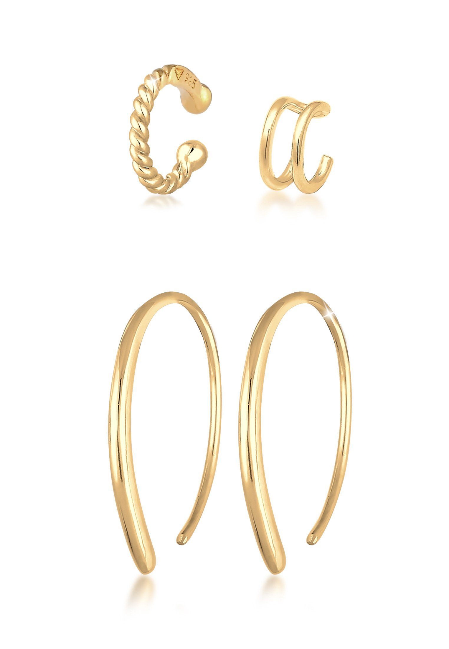 Elli Ohrring-Set Basic Set Creolen Earcuff Blogger Trend 925 Silber