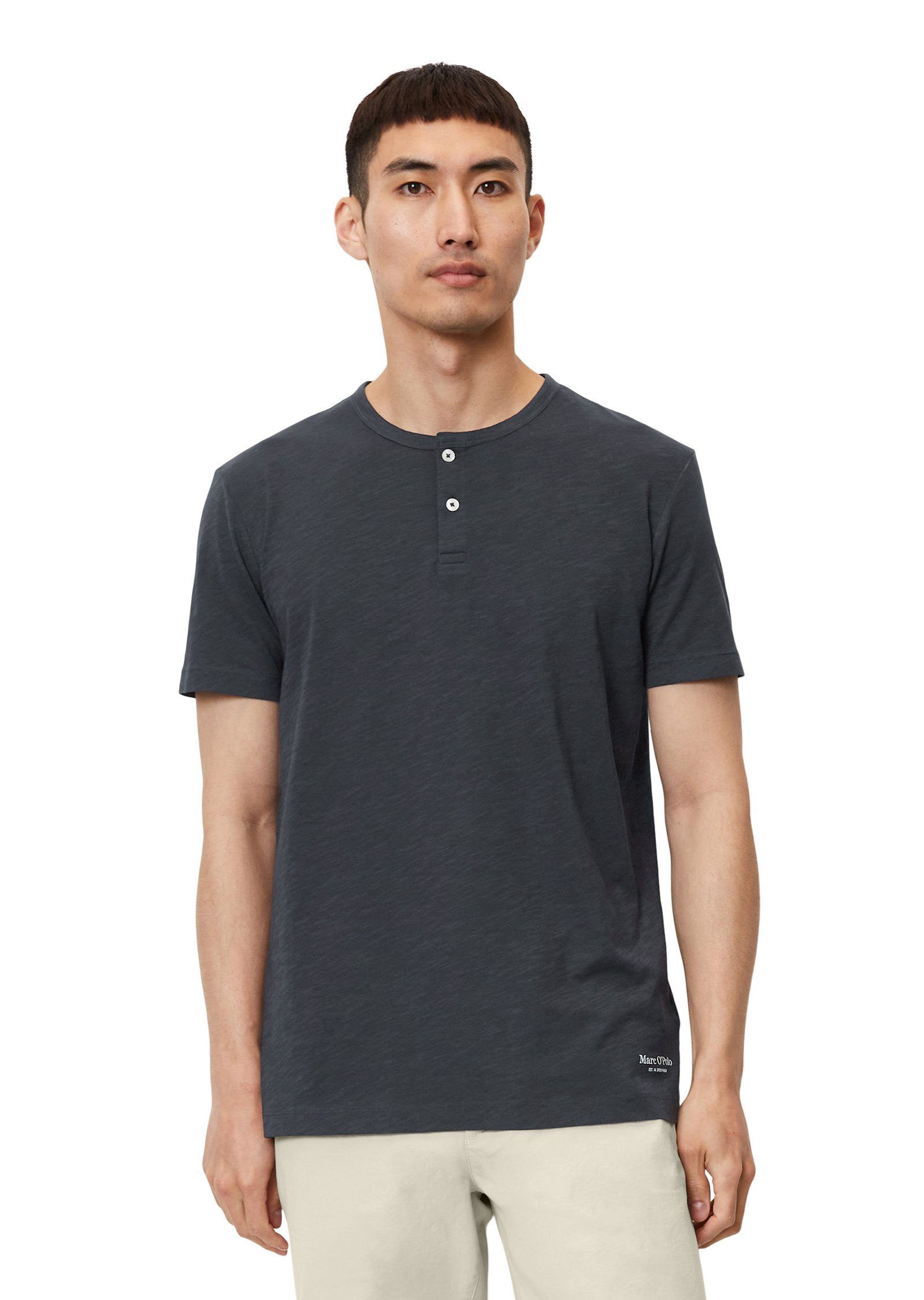 Marc O'Polo T-Shirt in softer Slub-Jersey-Qualität dunkelblau