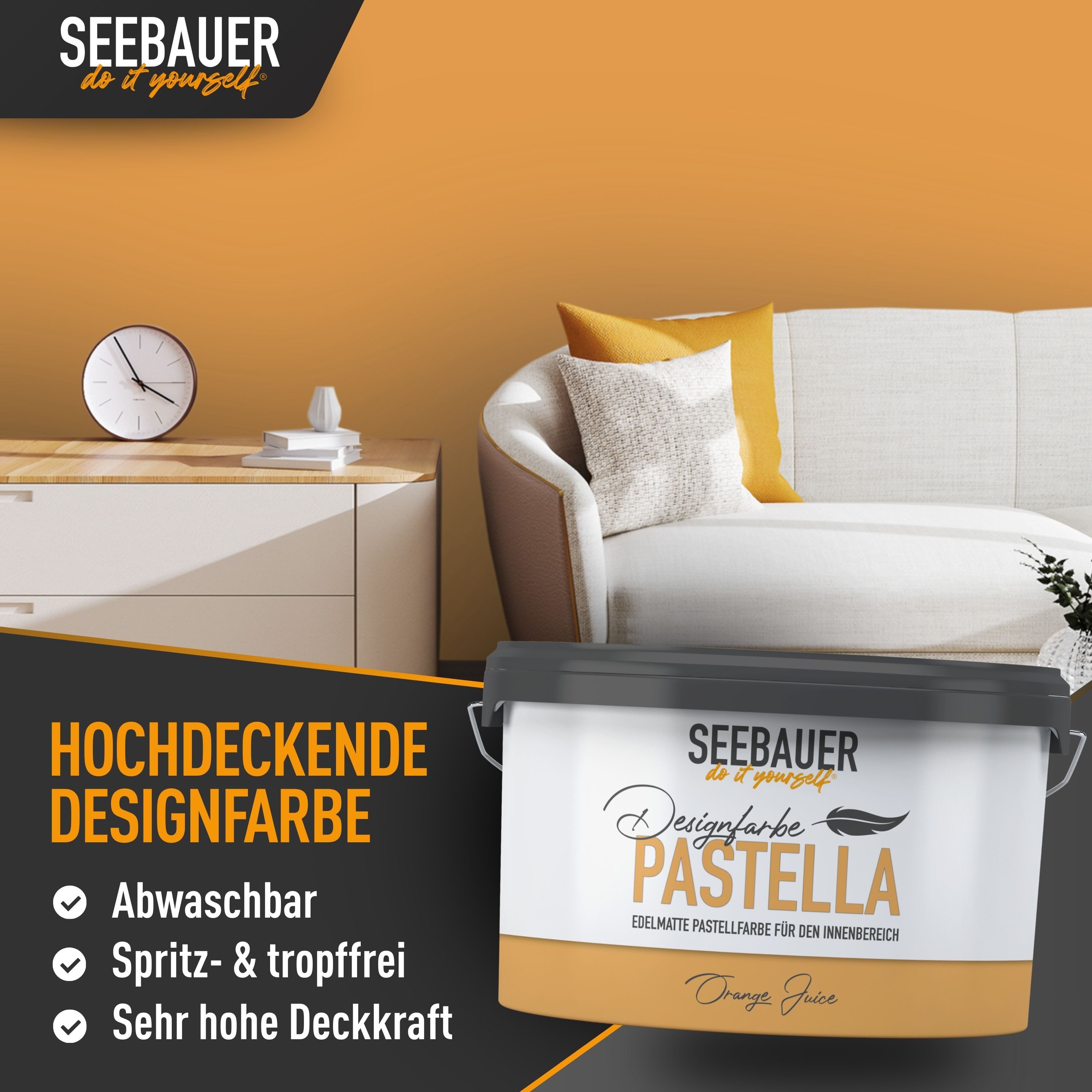 SEEBAUER diy Wandfarbe Design-Pastellfarbe PASTELLA, Umweltfreundlich