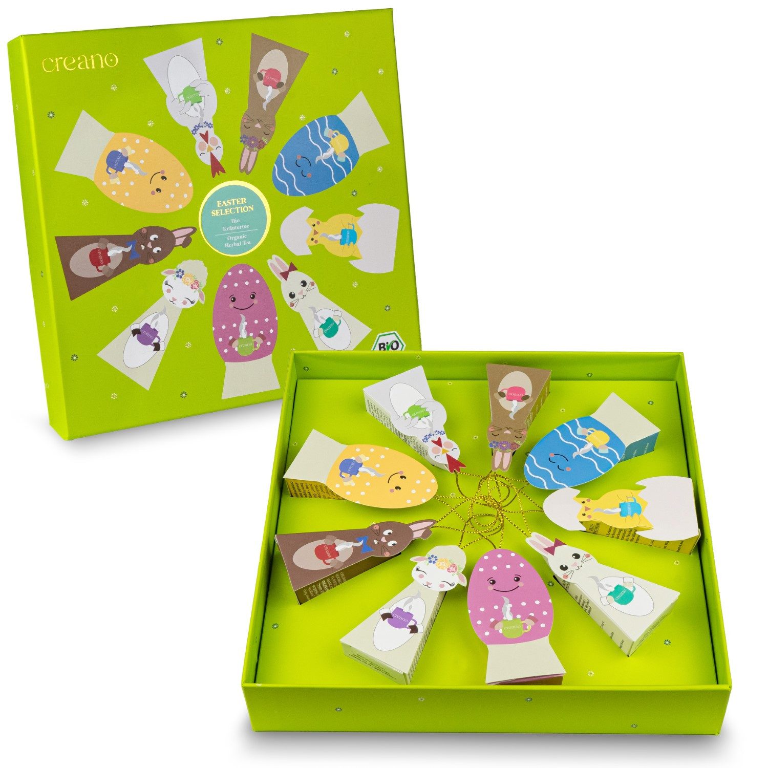 Creano Oster-Edition Bio Kräutertee 9er Pyramiden „ORGANIC HERBAL TEA“ Im Teebeutel, 1 er 1 St., 0,0225 g