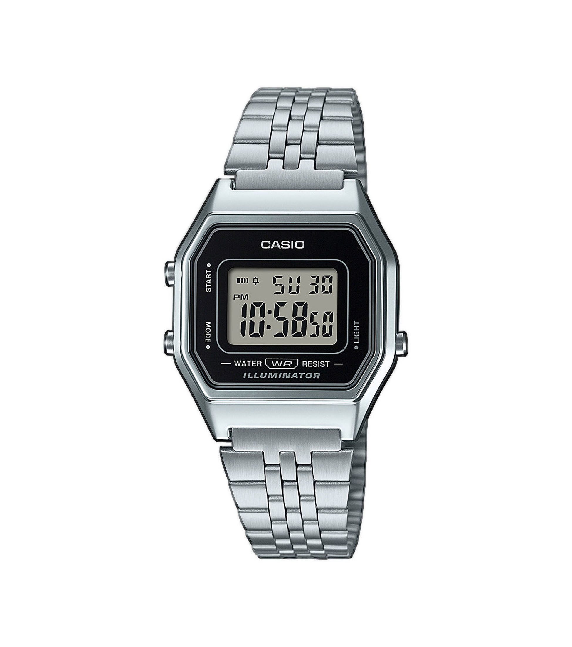 CASIO VINTAGE Chronograph LA680WEA-1EF, Quarzuhr, Armbanduhr, Damenuhr, Edelstahlarmband, digital